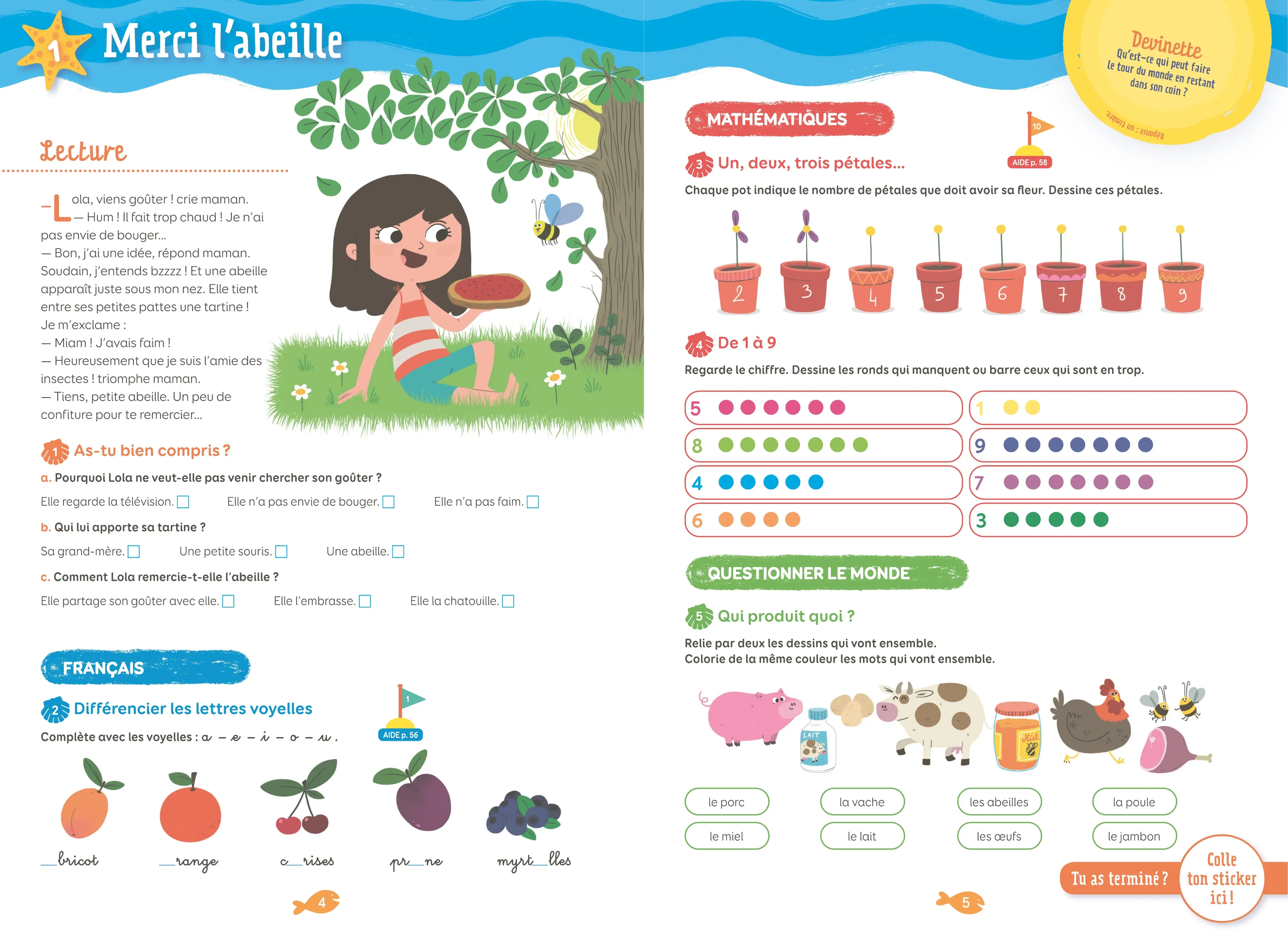Cahier de vacances 2026 du CP vers le CE1 (6-7 ans) - Révisions complètes : Français, Maths, Anglais / Nouveaux programmes - corrigés détachables - Nathan Vacances - Cahier de vacances - 9782095063504 - page intérieure 001