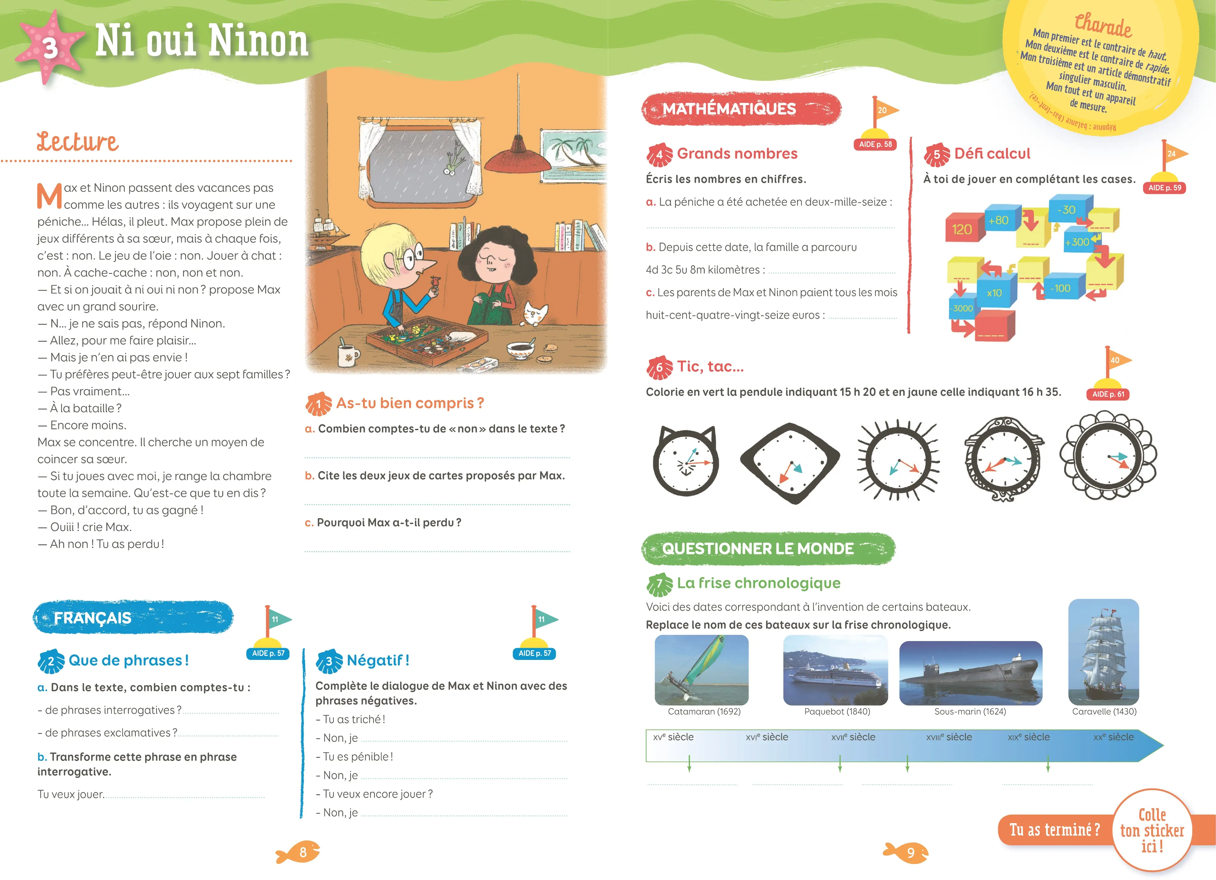 Cahier de vacances 2026 du CE2 vers le CM1 (8-9 ans) - Révisions complètes Toutes les matières / Nouveaux programmes - corrigés détachables - Nathan vacances - Cahier de vacances - 9782095063597 - page intérieure 001