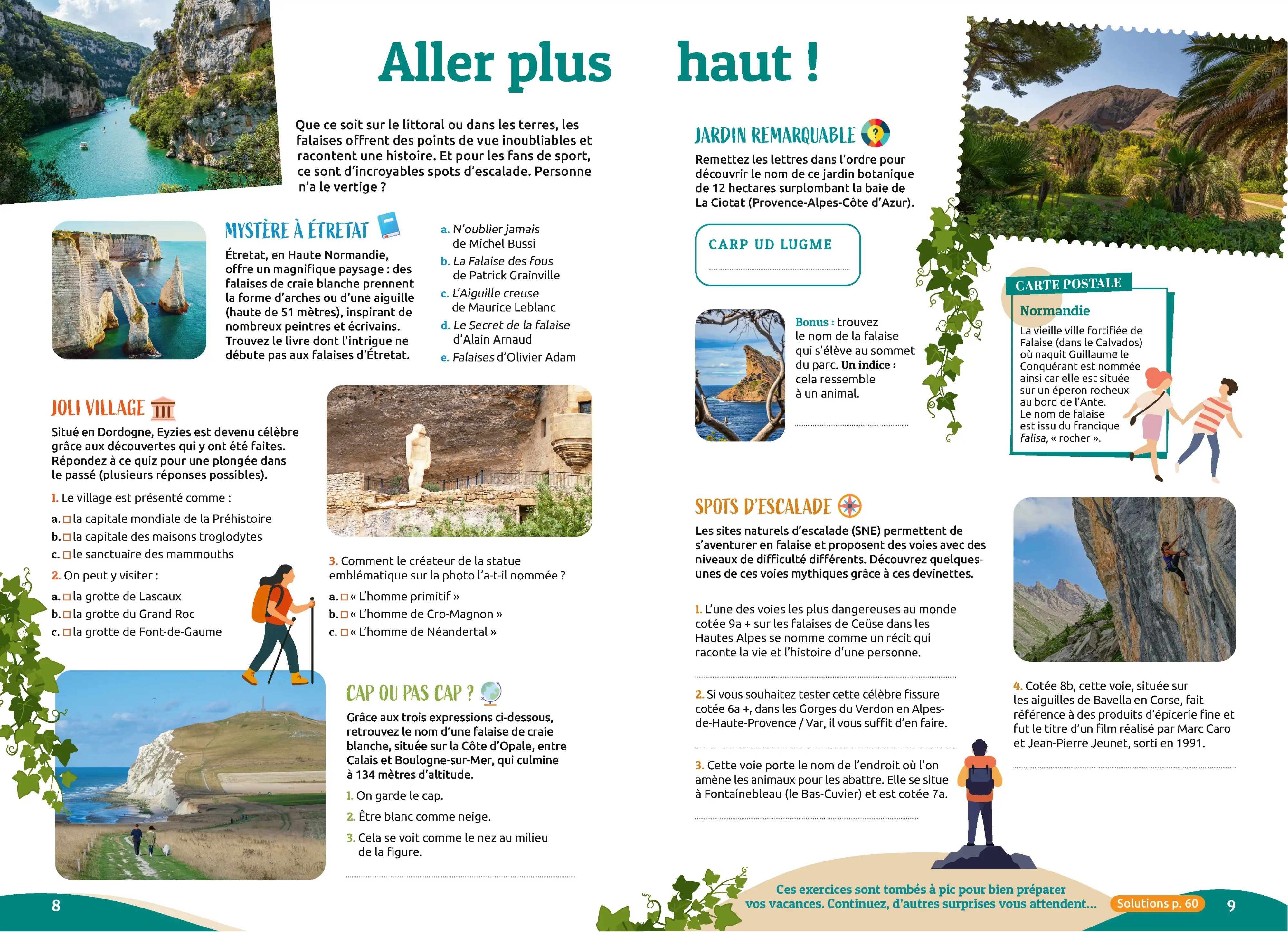 Cahier de vacances adultes 2026 - Spécial Vacances en France - 130 exos, jeux et quiz pour s'évader et se cultiver sans prendre l'avion - Cahier de vacances - 9782095064310 - page intérieure 001