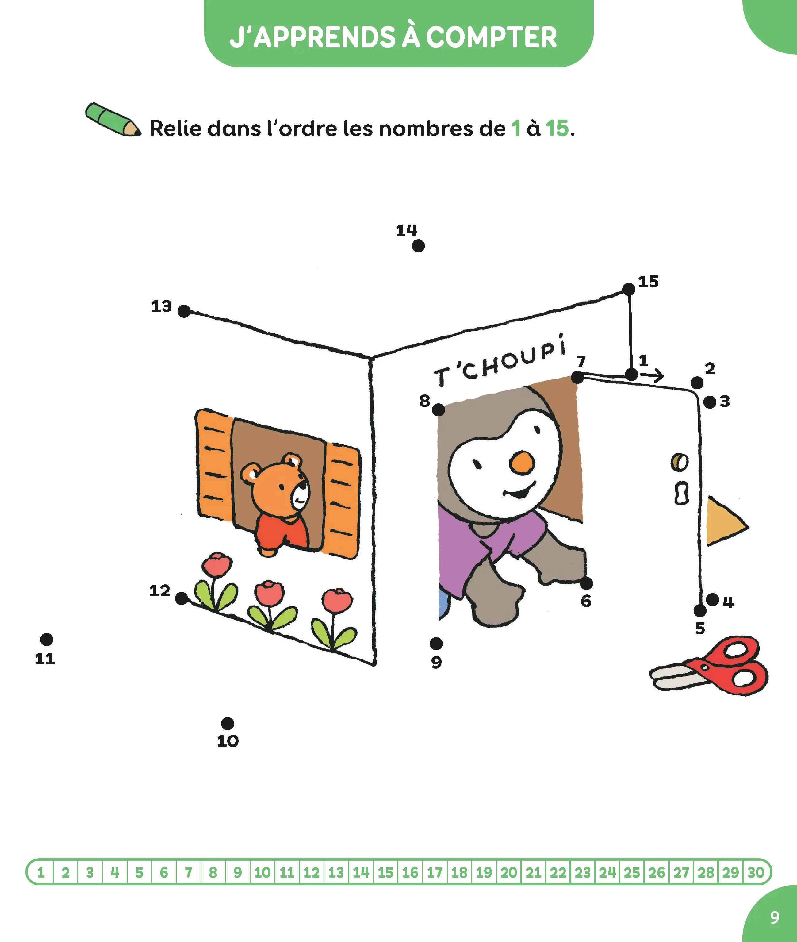 T'choupi - Mes points à relier - Lettres et nombres - Moyenne Section - Dès 4-5 ans  - Cahier d'activités - 9782095066024 - page intérieure 001