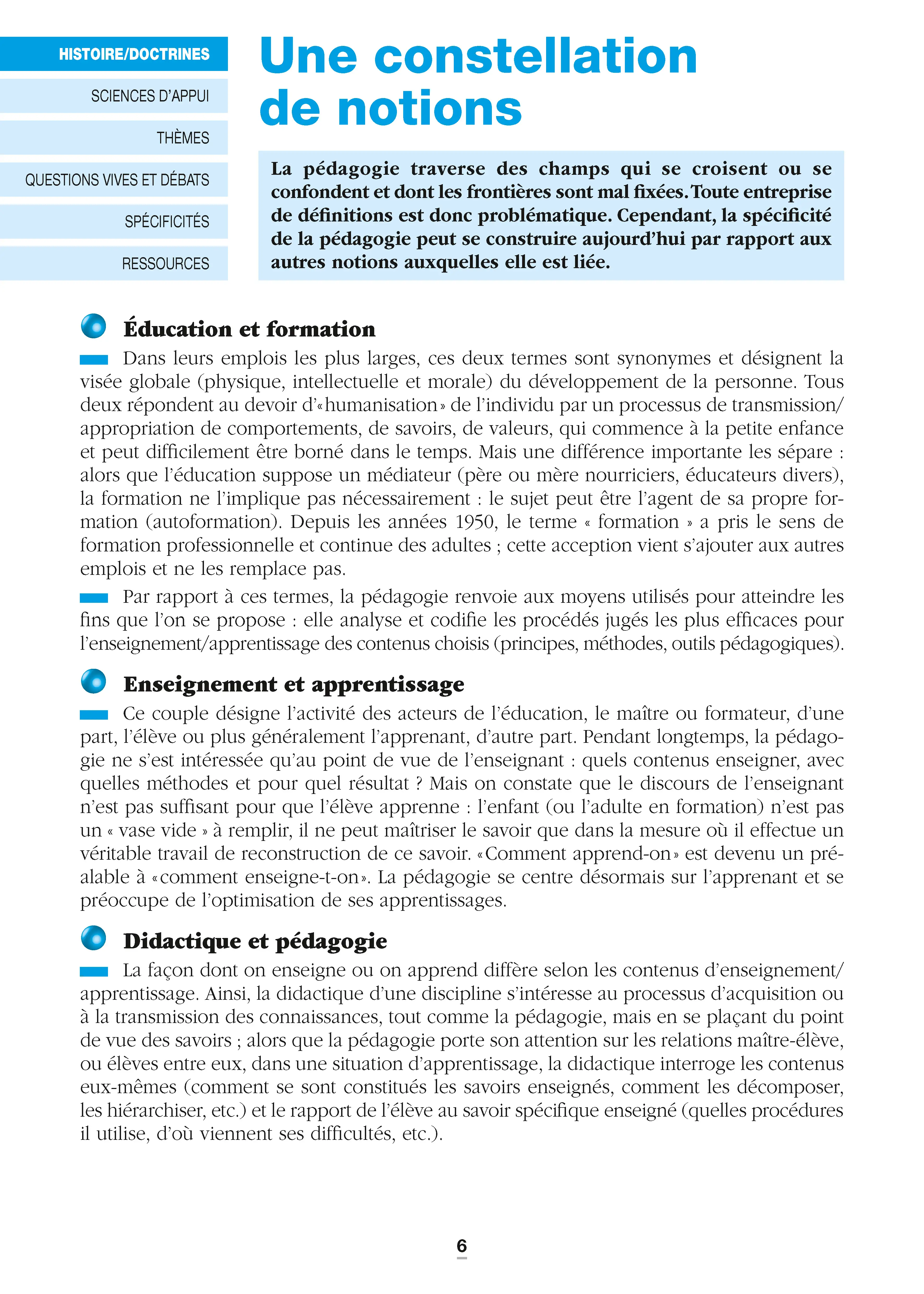 La pédagogie - Repères pratiques : Théories de l'apprentissage, pratiques éducatives et sciences de l'éducation - Livre - 9782095072124 - page intérieure 001