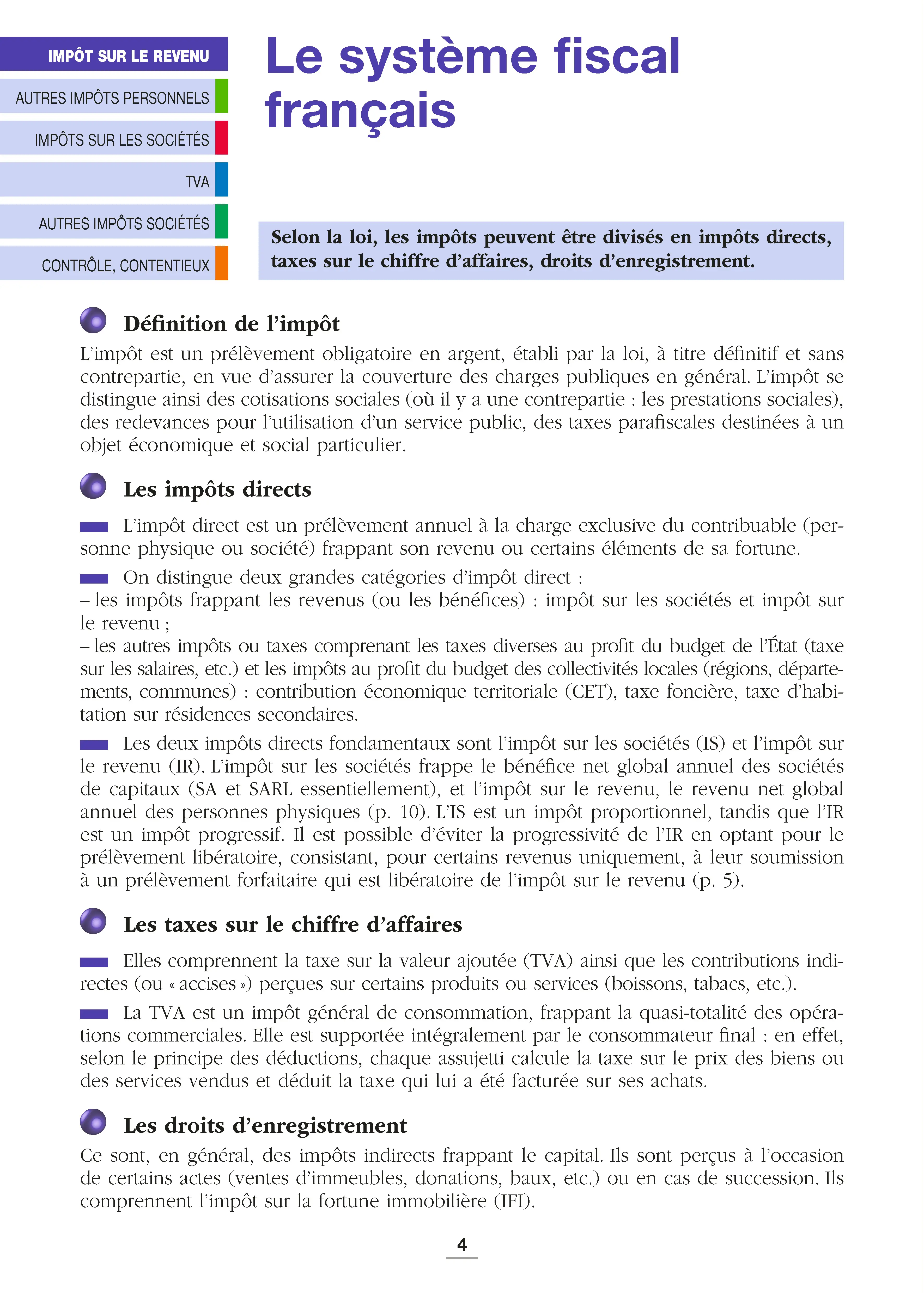La fiscalité - Repères pratiques : Impôt sur le revenu, impôt sur les sociétés, TVA et contrôle fiscal - Actualisé 2026 - Livre - 9782095072131 - page intérieure 001