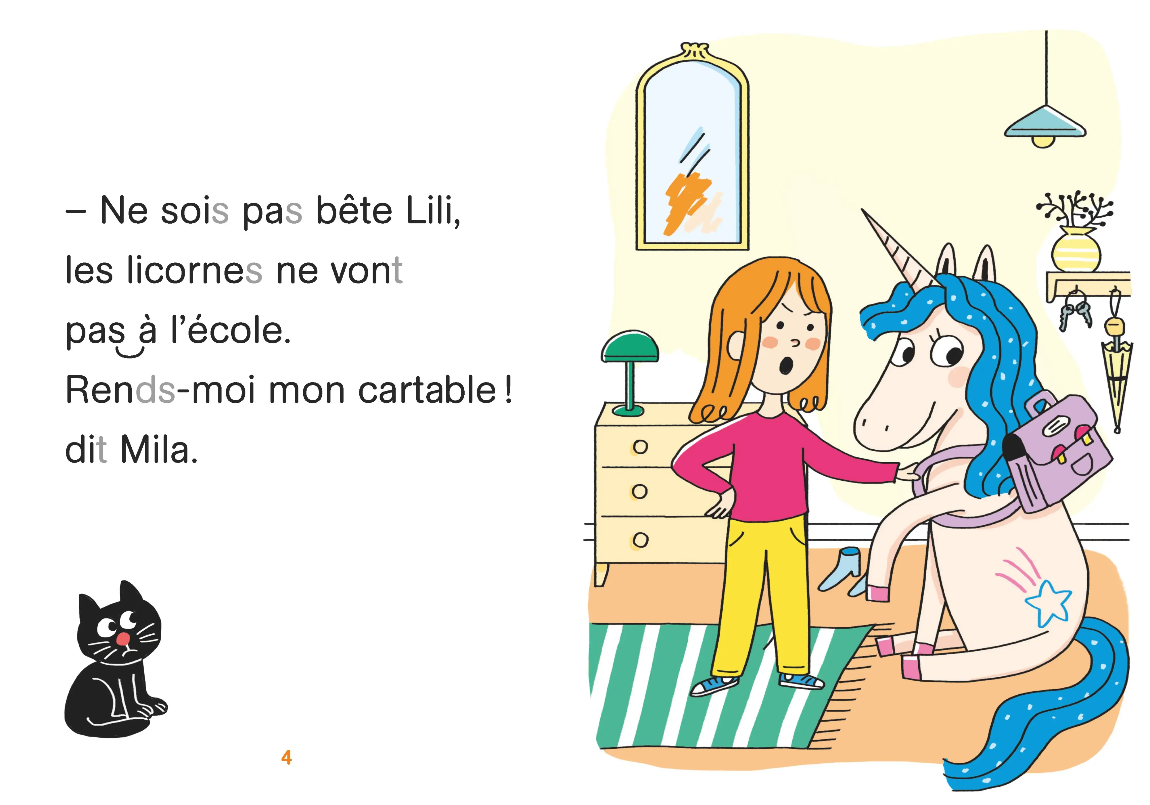 Regarde je lis ! Une licorne à l'école - Livre de lecture progressif pour lecteurs débutants - Dès 5 ans - Roman - 9782095046187 - page intérieure 002