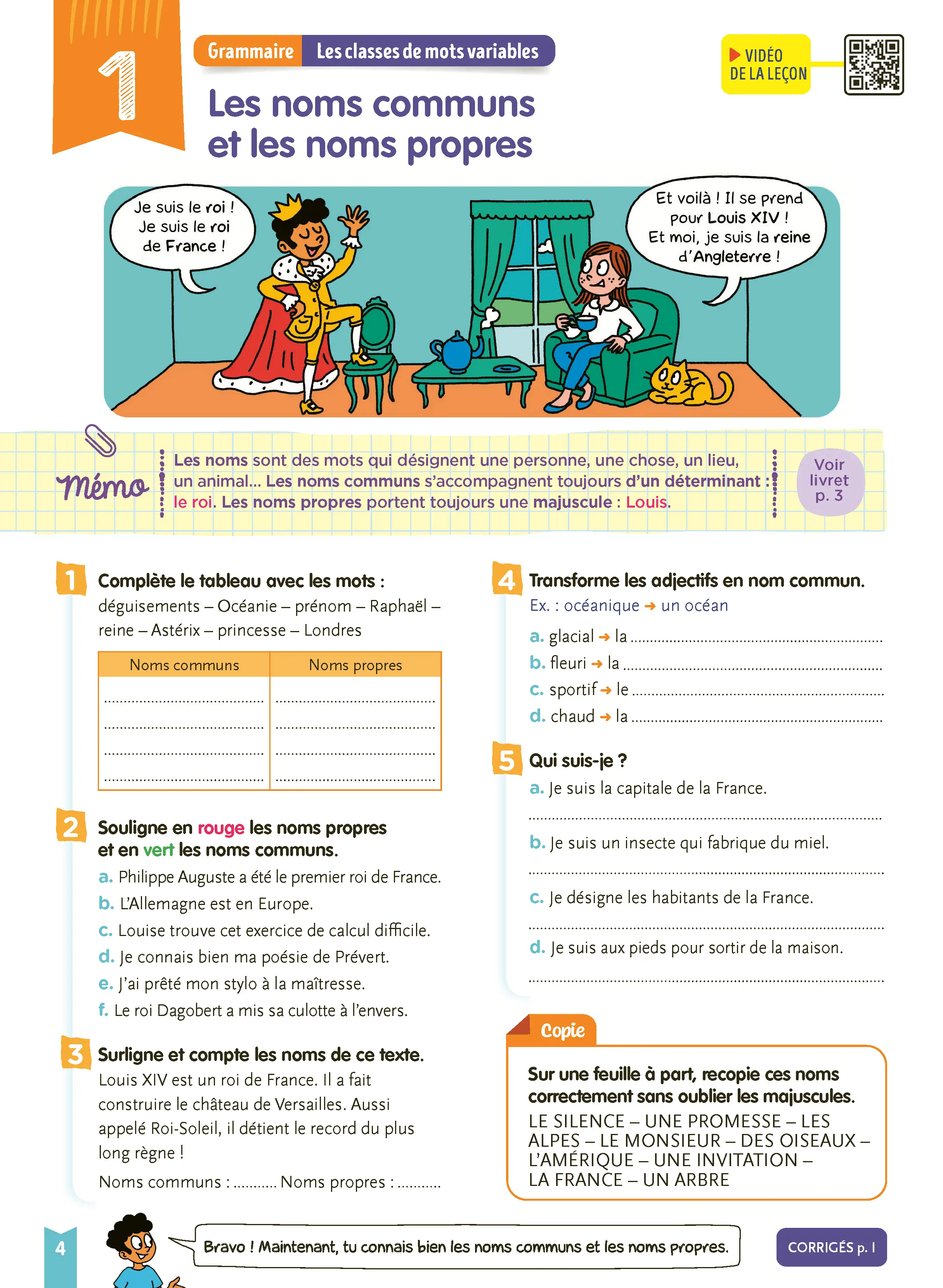 Je Comprends Tout - Français CM1 - 300 exercices progressifs : Grammaire, Conjugaison, Orthographe, Vocabulaire - Leçons en BD et vidéos + Corrigés détachables - Tout-en-un - 9782095057428 - page intérieure 002