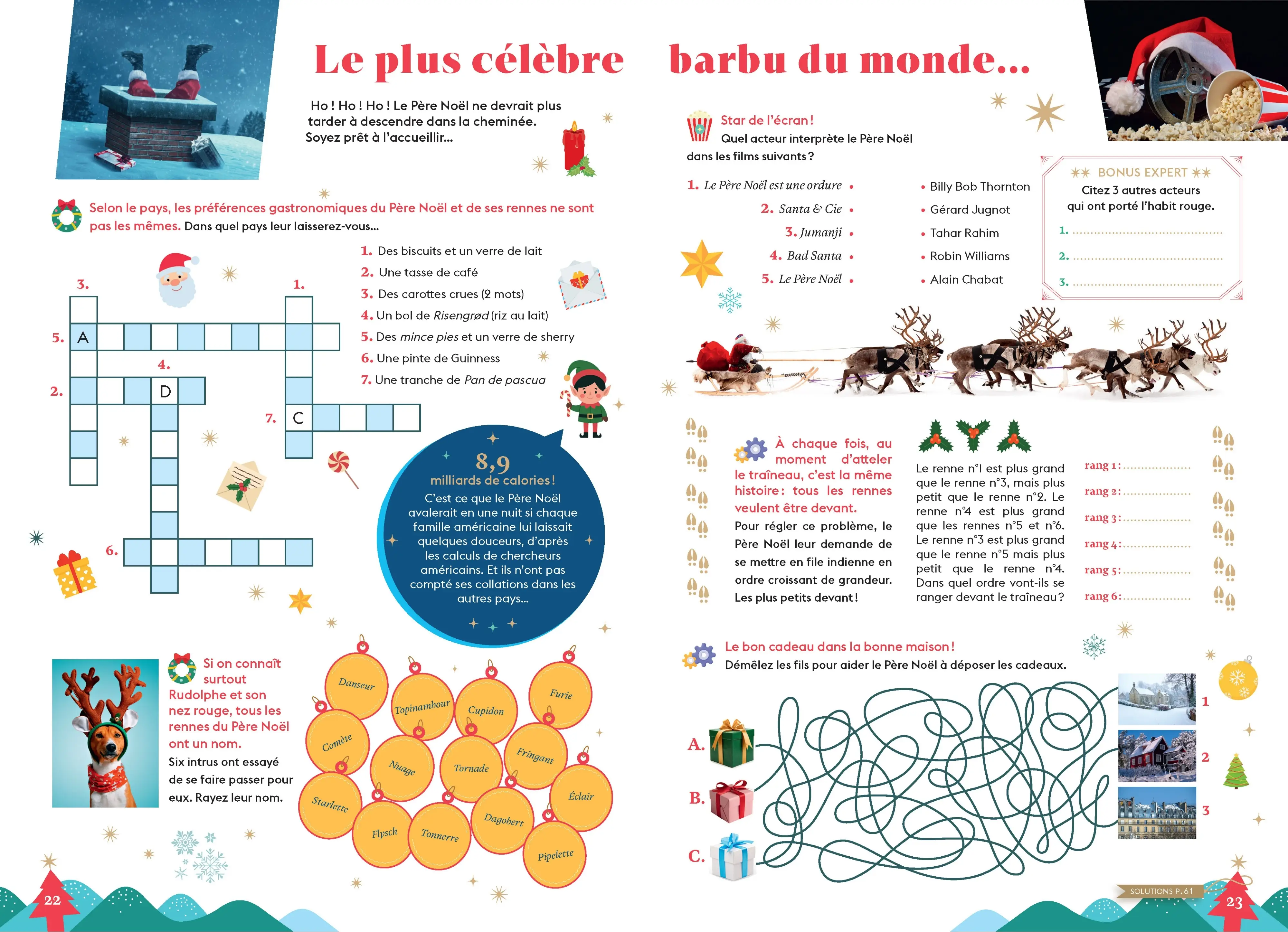 Le Cahier des Vacances de Noël - 64 pages de jeux drôles et variés pour se cultiver et s'amuser - Idée cadeau Secret Santa - Cahier de vacances - 9782095057466 - page intérieure 002