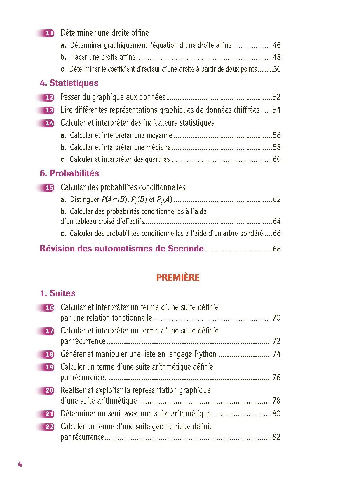 Bacs Techno 1re - Mathématiques - Epreuve anticipée Bac 2026 - Réflexe - STMG ST2S STI2D STL STHR - Livre parascolaire - 9782095058272 - page intérieure 002