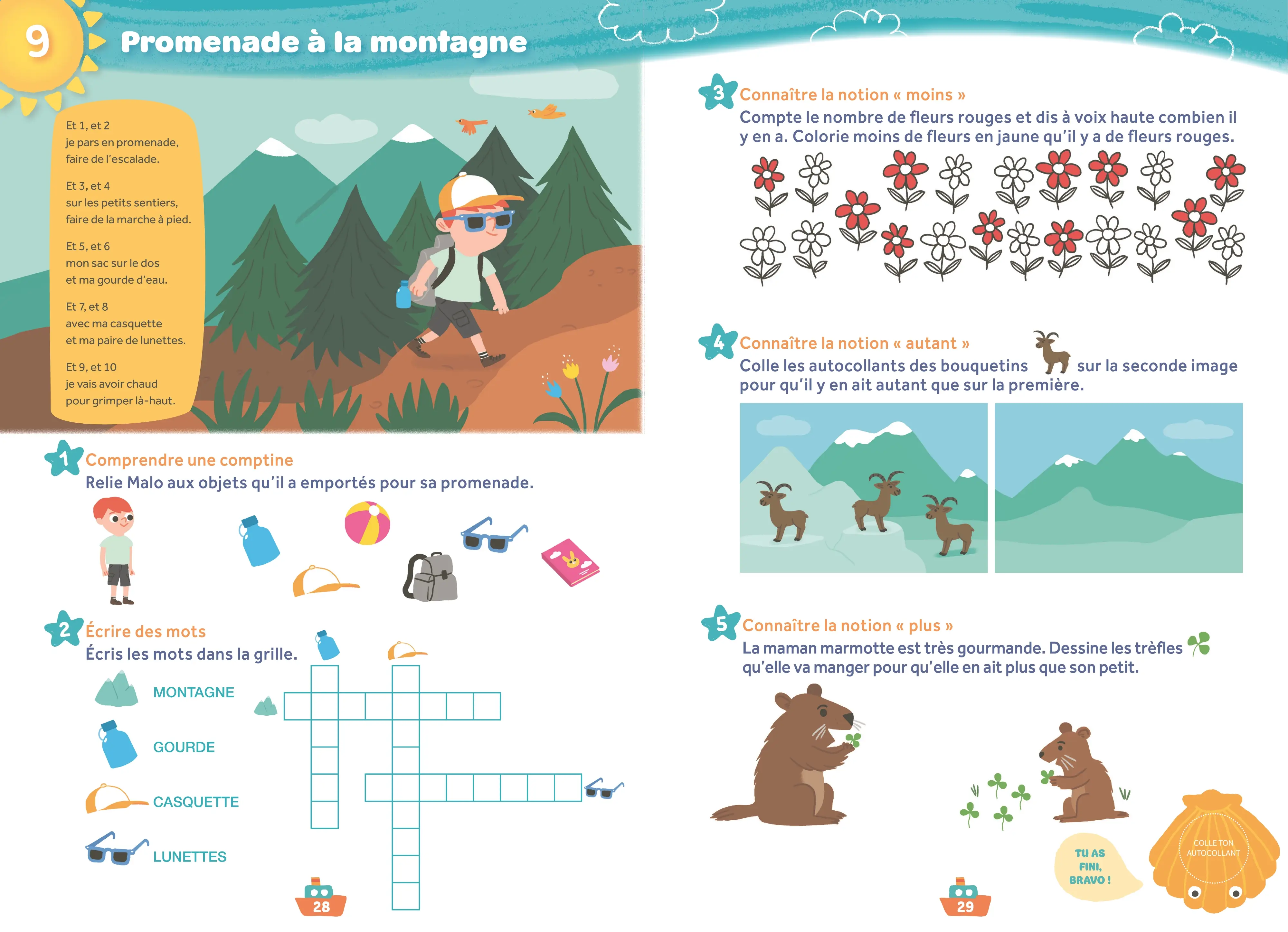 Cahier de vacances 2026 de la GS vers le CP (5-6 ans) - Lecture, Ecriture, Maths, Anglais / Nouveaux programmes 2026 - Nathan vacances - Cahier de vacances - 9782095063498 - page intérieure 002