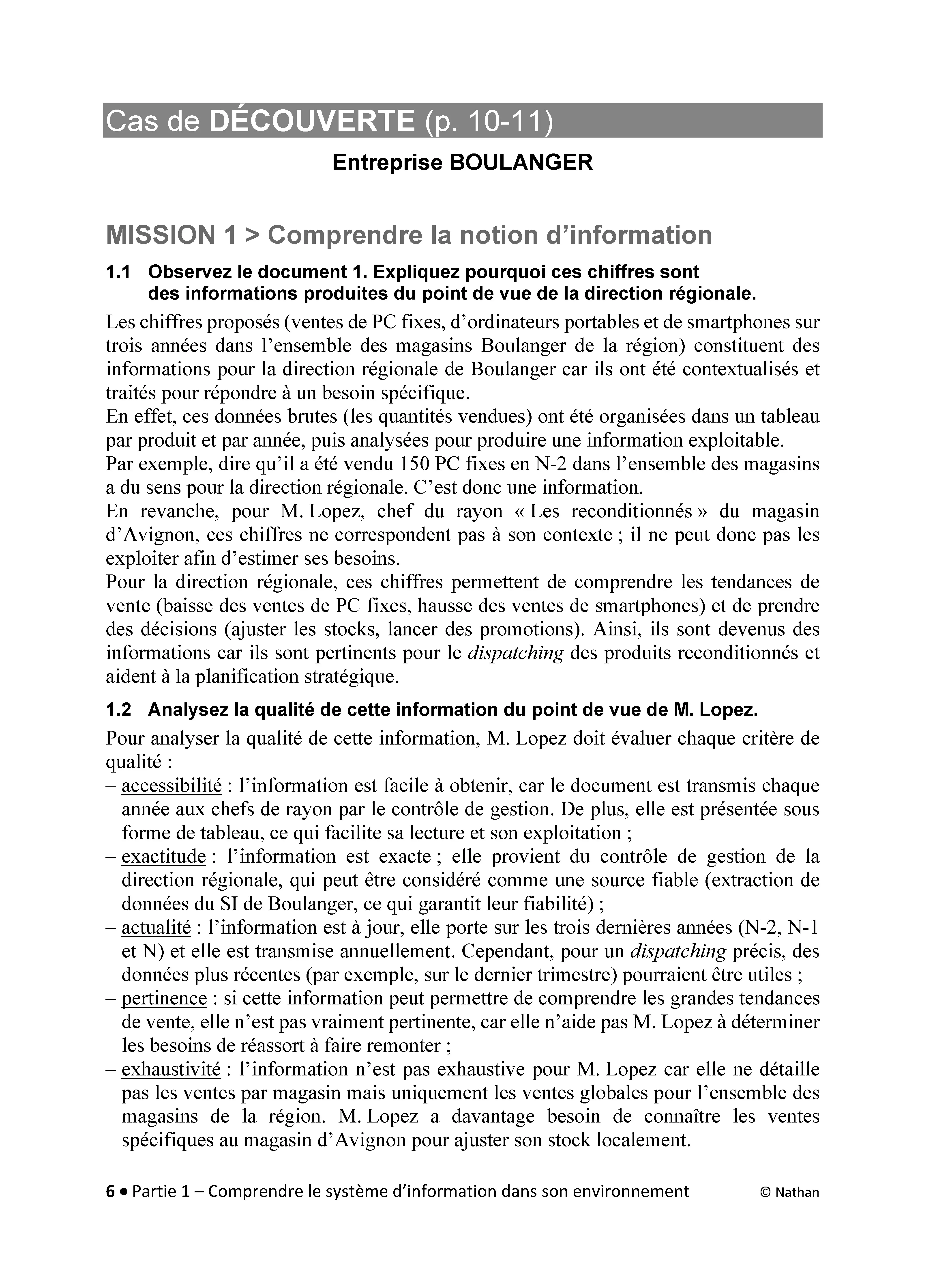 DCG 8 Systèmes d'information de gestion -  Corrigés des applications - Nouveau programme 2026 - Livre - 9782095067168 - page intérieure 002