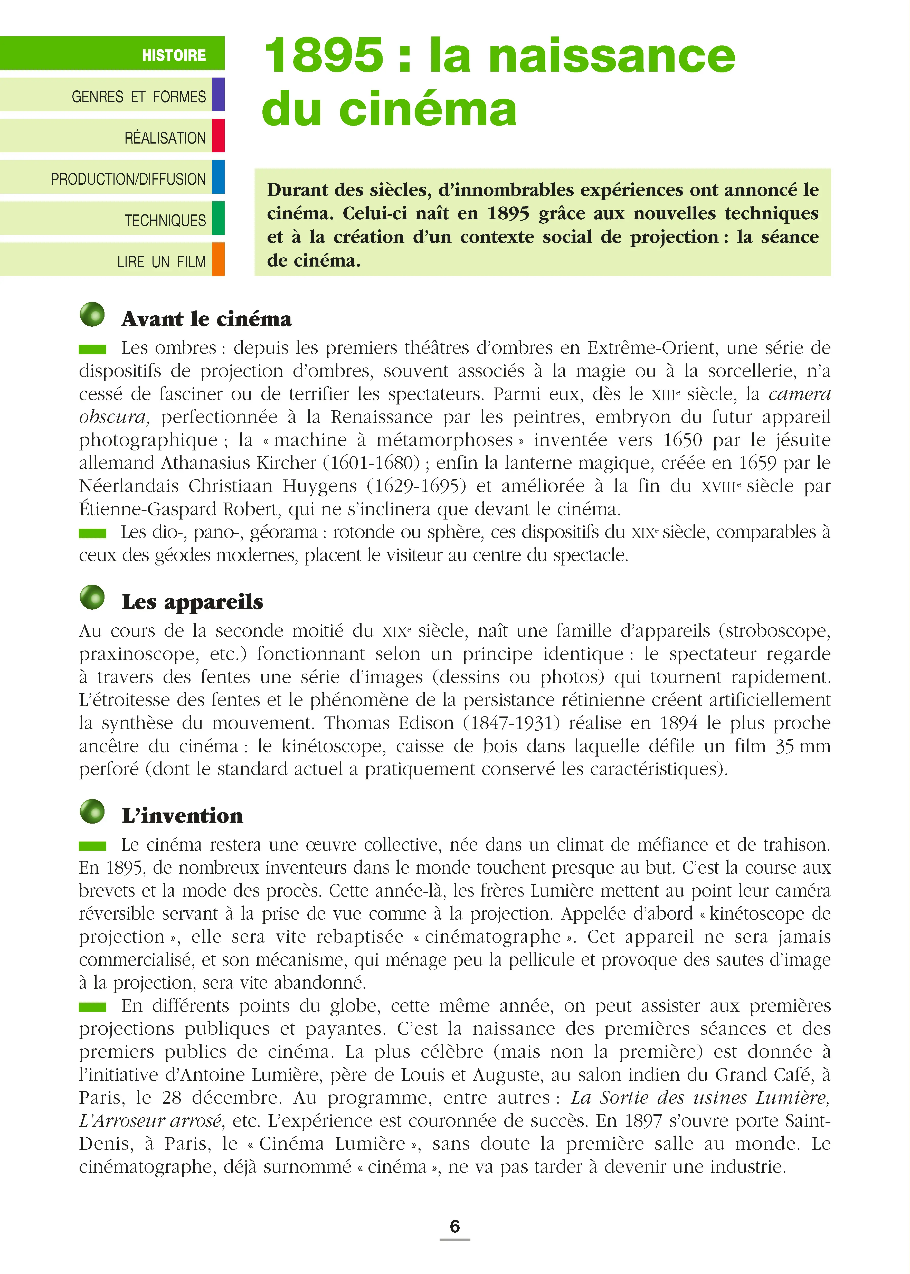 Le cinéma - Répères pratiques : Histoire du cinéma, réalisateurs, genres et analyse filmique - Livre - 9782095072063 - page intérieure 002