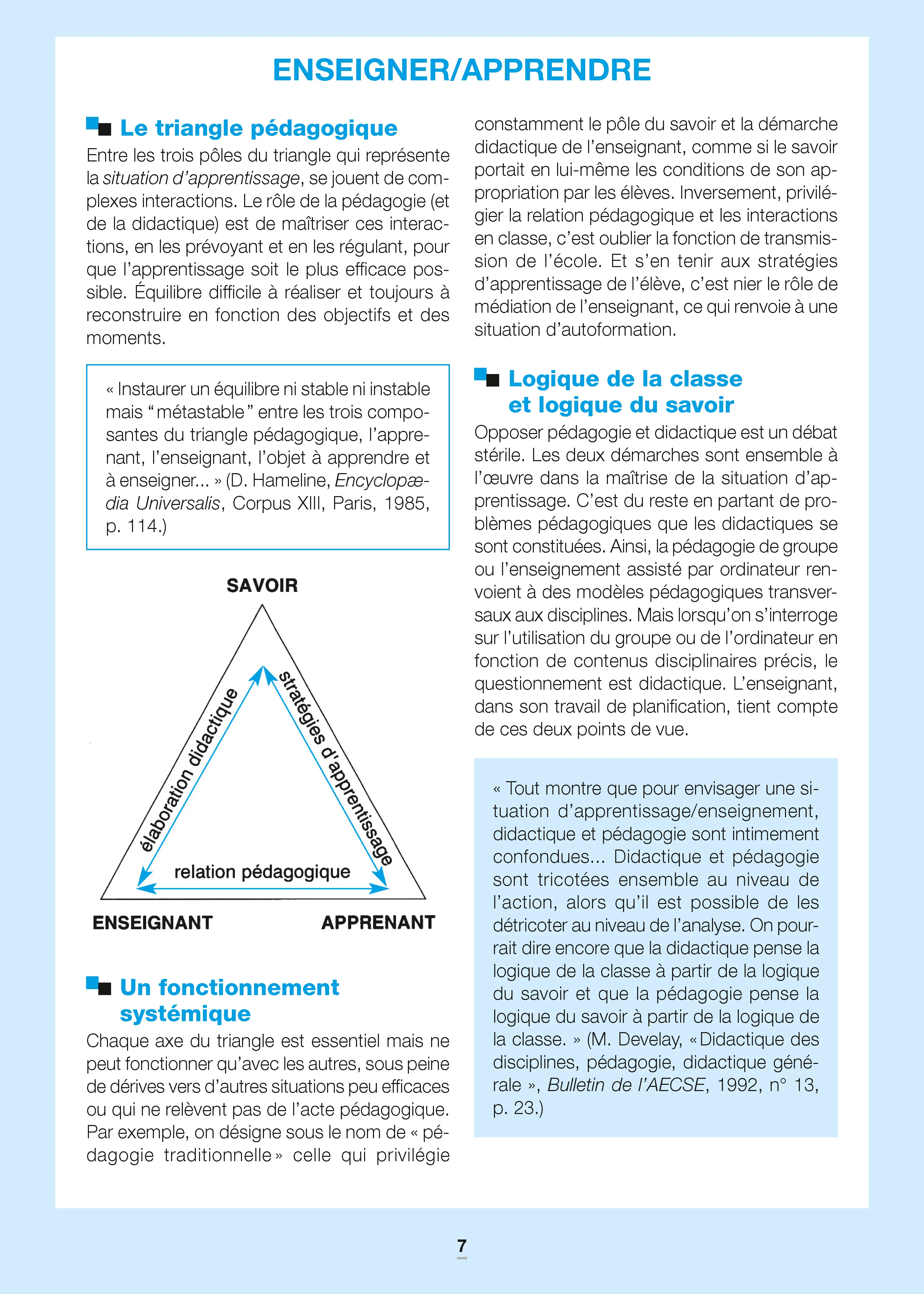 La pédagogie - Repères pratiques : Théories de l'apprentissage, pratiques éducatives et sciences de l'éducation - Livre - 9782095072124 - page intérieure 002