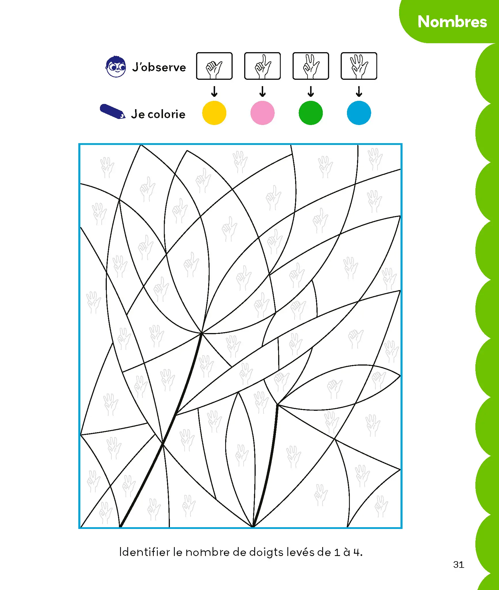 Coloriages magiques Maternelle - Pour s'entraîner à reconnaître les lettres et les nombres en coloriant - Grande Section de maternelle 5/6 ans - Cahier d'activités - 9782091930343 - page intérieure 003