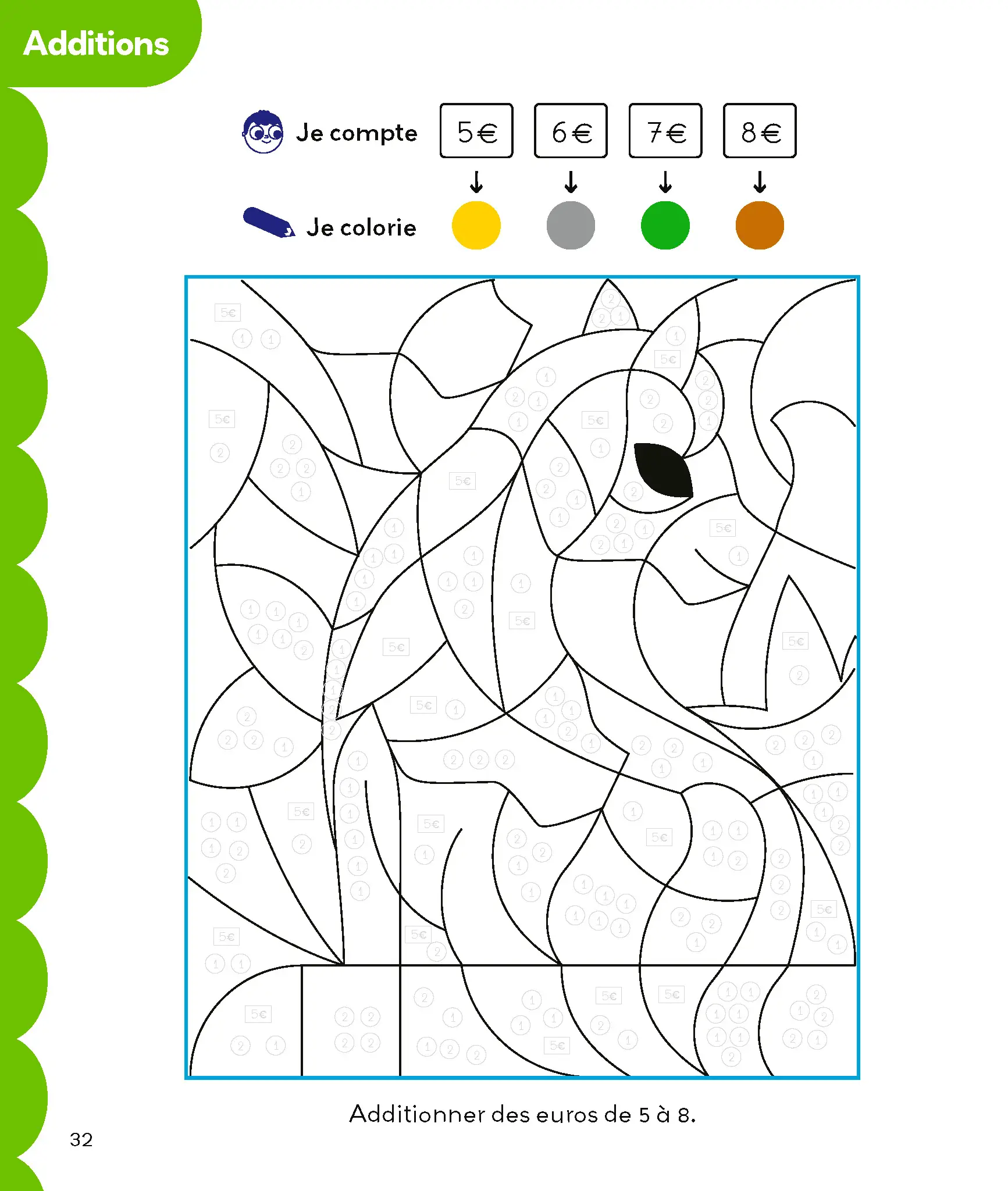 Coloriages magiques Primaire - Pour apprendre les syllabes et les tables d'addition en coloriant - CP  6/7 ans - Cahier d'activités - 9782091930350 - page intérieure 003