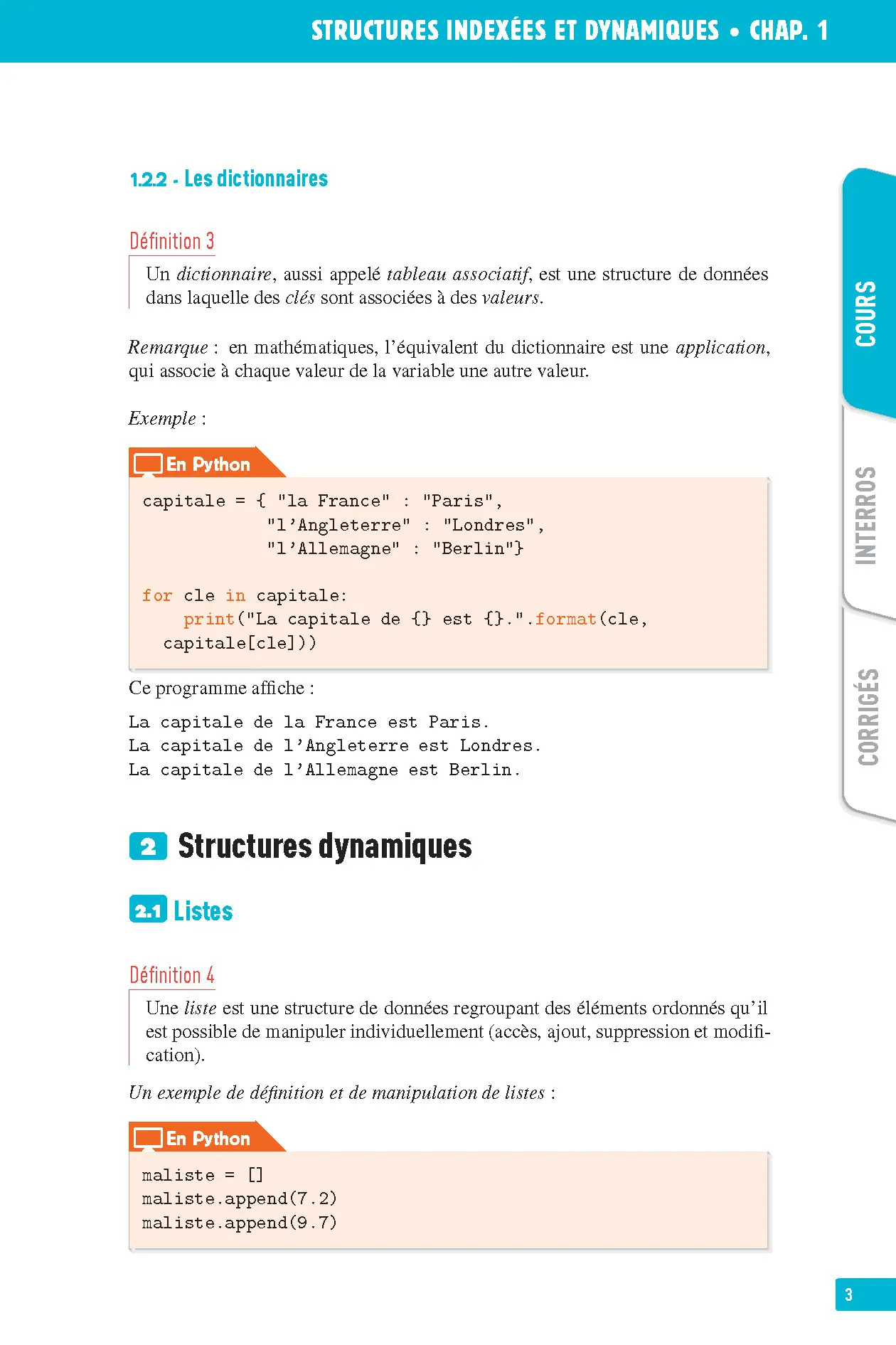 NSI (Numérique et Sciences Informatiques) Terminale - Interros des lycées Tle - Les vrais exos du BAC - + de 100 exercices avec corrigés détaillés - BAC 2027 - Cahier d'exercices - 9782095050184 - page intérieure 003