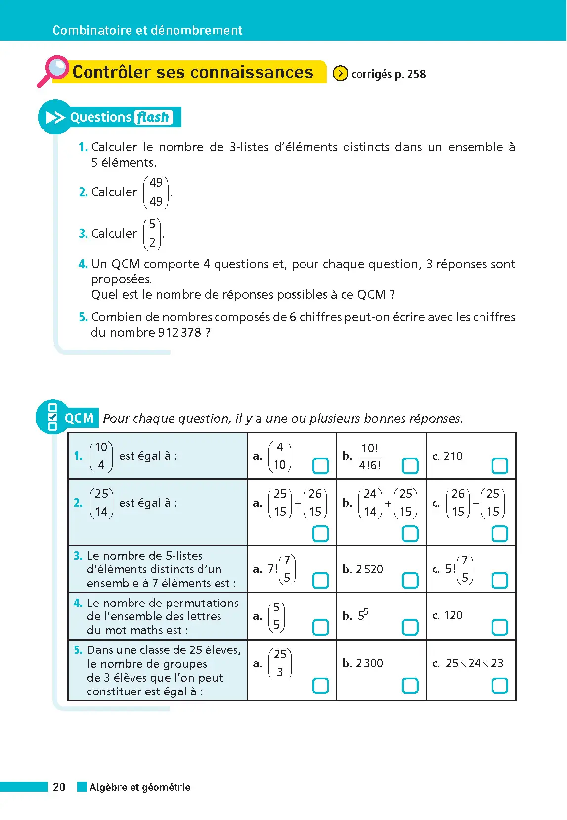 Annales ABC du BAC 2026 - Maths Tle - Sujets et corrigés - Enseignement de spécialité Terminale - Epreuve finale - Corrigé - Livre parascolaire - 9782095050283 - page intérieure 003