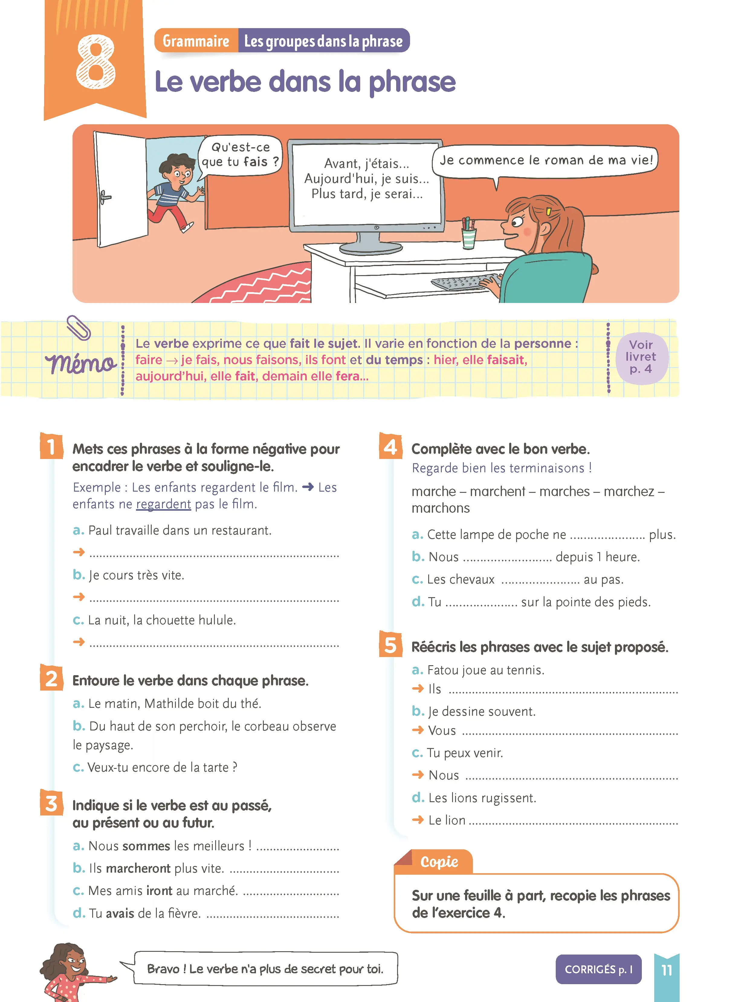 Je comprends tout - Français CE2 8-9 ans - Cahier d'exercices complet avec 300 exercices et vidéos pédagogiques  - Tout-en-un - 9782095054182 - page intérieure 003