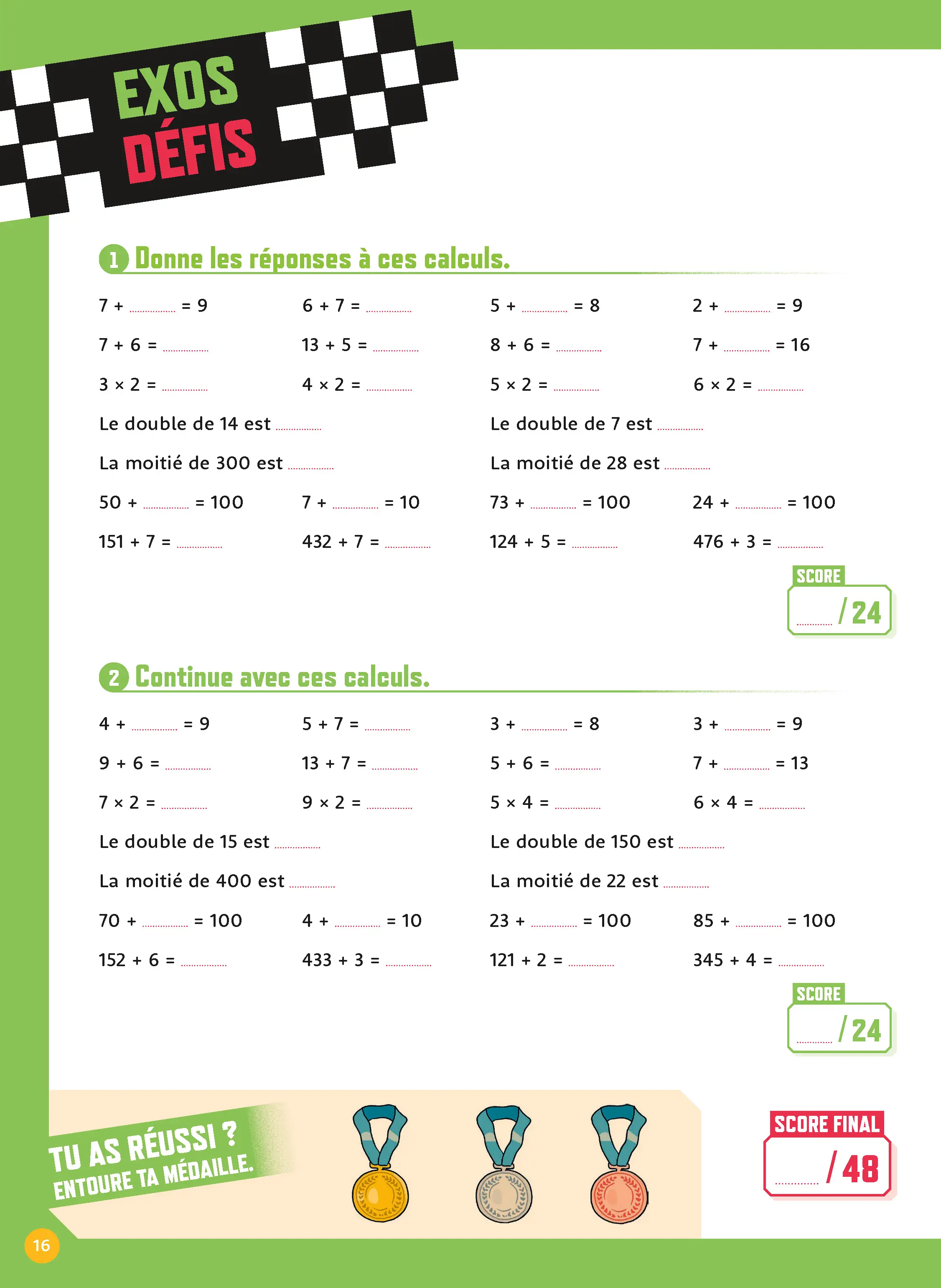 Calcul mental CM1 | Maths primaire 9-10 ans | Entraînement quotidien, exercices progressifs et révisions - Cahier d'exercices - 9782095065997 - page intérieure 003
