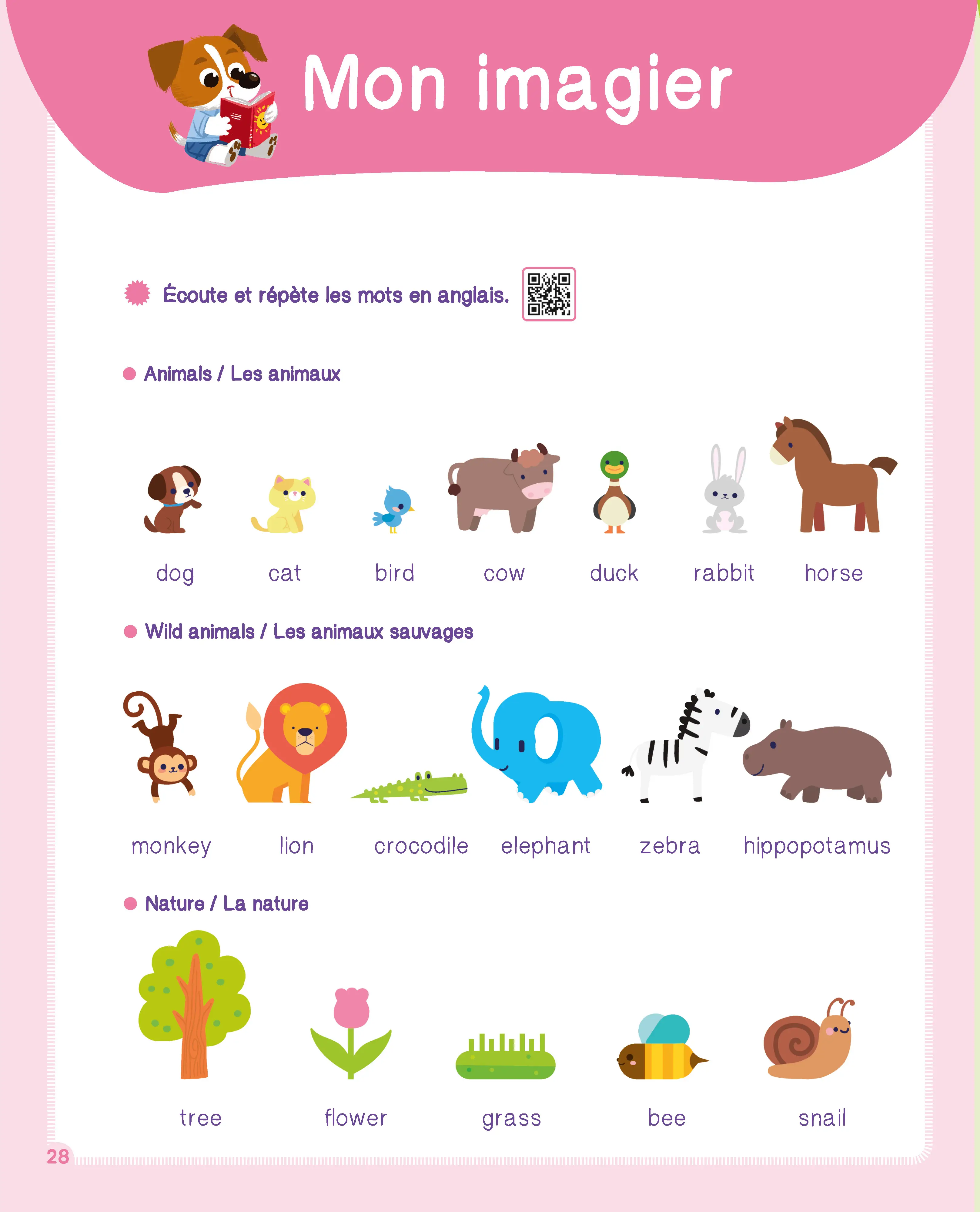 Mon Cahier Maternelle - Mes premiers pas en Anglais 3-6 ans - avec audios et autocollants | Apprentissage ludique pour la maternelle - Cahier d'exercices - 9782095051761 - page intérieure 004
