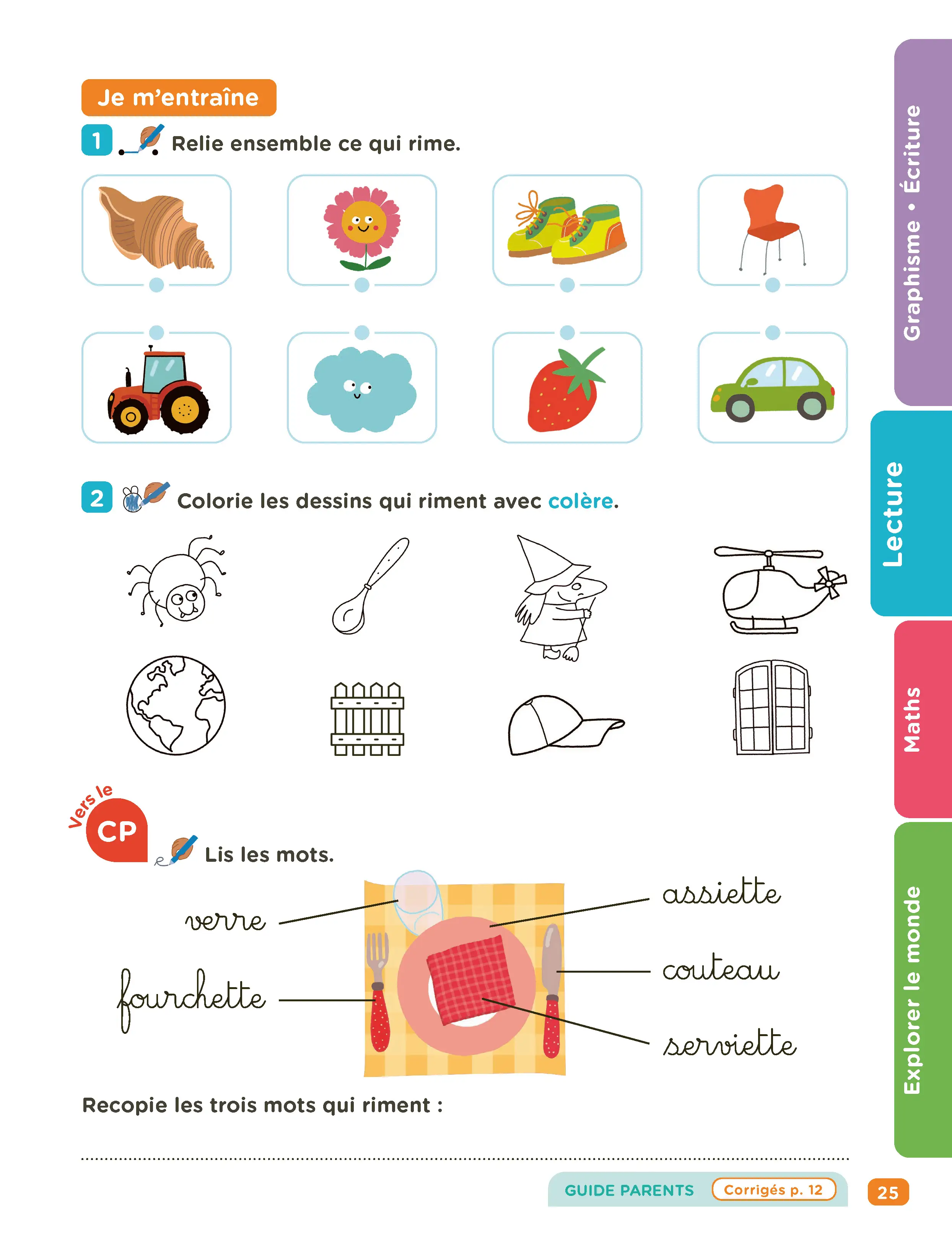 Je Comprends Tout Grande Section - Tout-en-un (cours + exercices) pour se préparer au CP - Maths, Lecture, Graphisme, Écriture - Méthode progressive avec guide parents - Tout-en-un - 9782095054205 - page intérieure 004