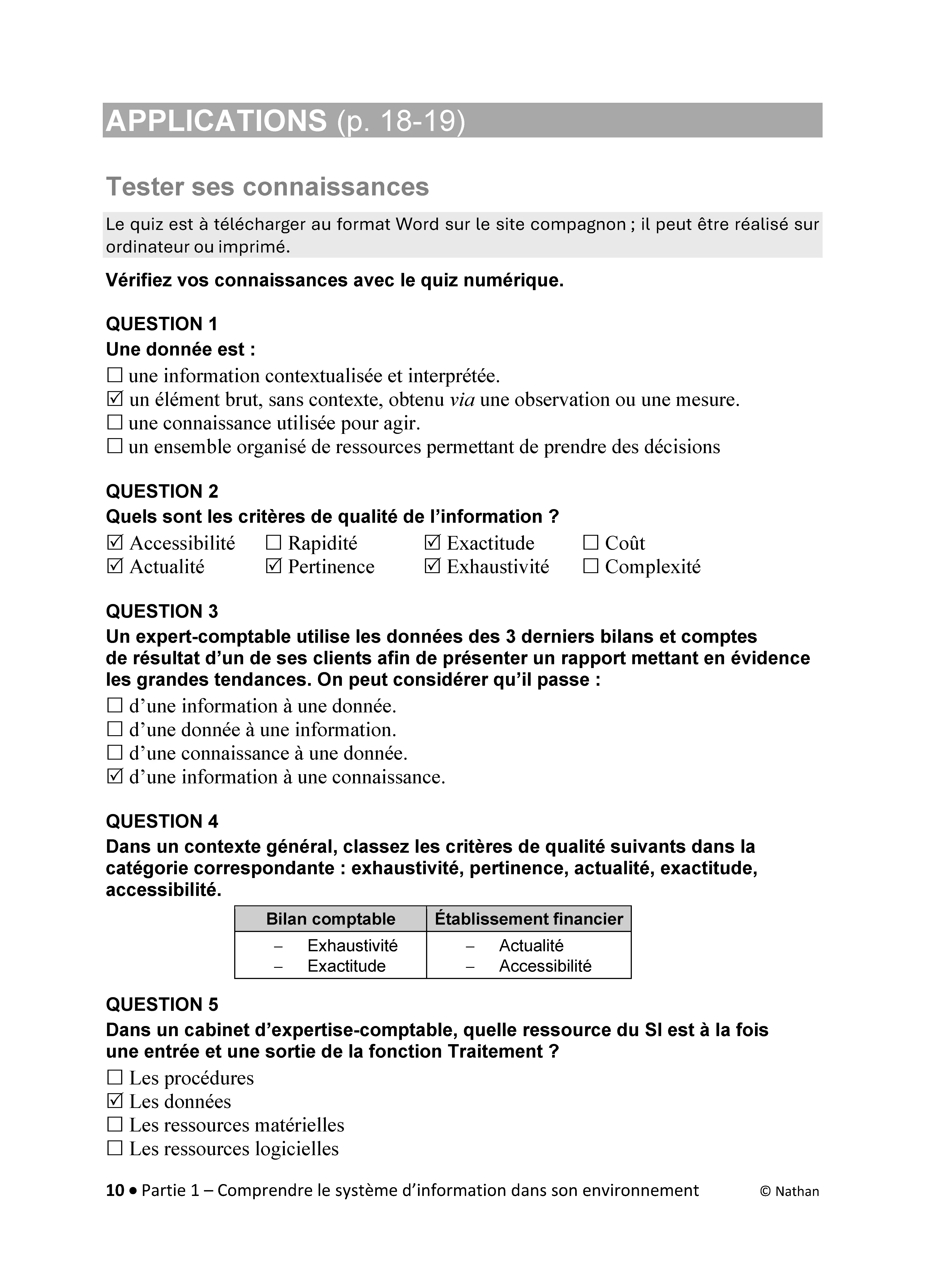 DCG 8 Systèmes d'information de gestion -  Corrigés des applications - Nouveau programme 2026 - Livre - 9782095067168 - page intérieure 004