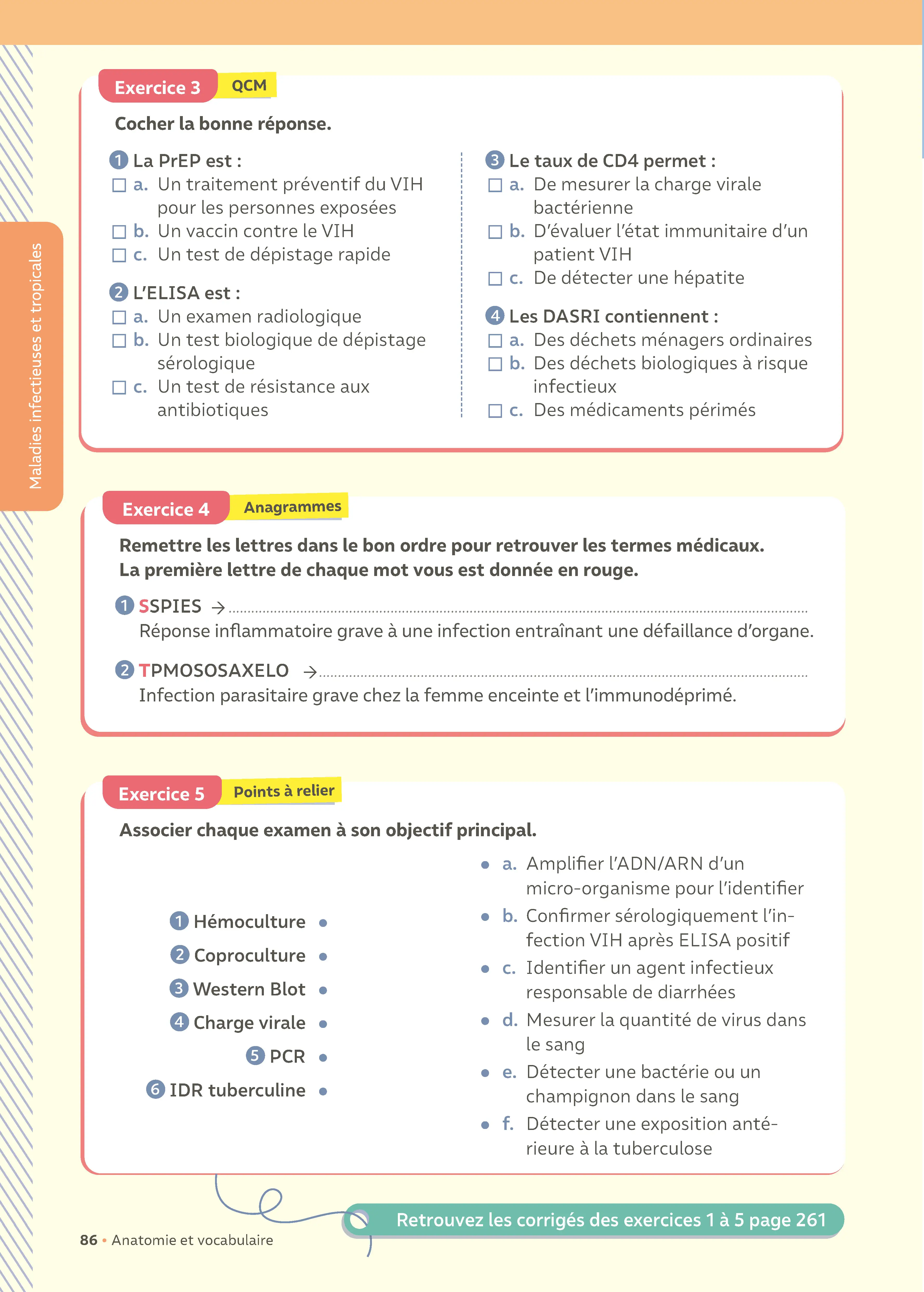 Mon carnet de vocabulaire médical - Métiers de la santé - 2 000 définitions, exercices, anatomie, terminologie médicale et flashcards - Livre - 9782095072223 - page intérieure 004