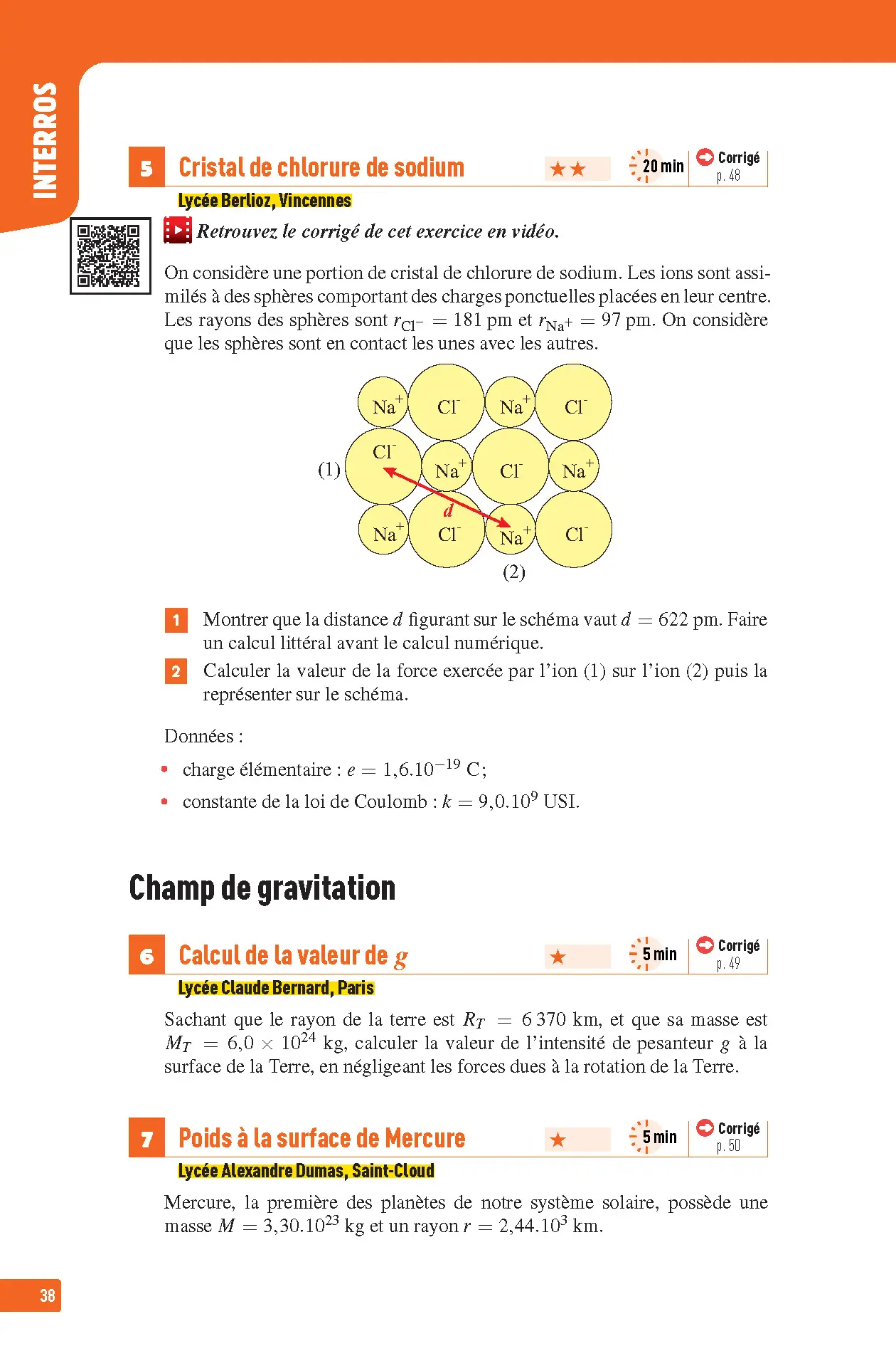 Physique-Chimie Première - Bac 2027 - Interros des lycées 1re - Les vrais exos du BAC - + de 100 exercices avec corrigés détaillés - Livre de cours, méthode et exercices - 9782095050191 - page intérieure 005