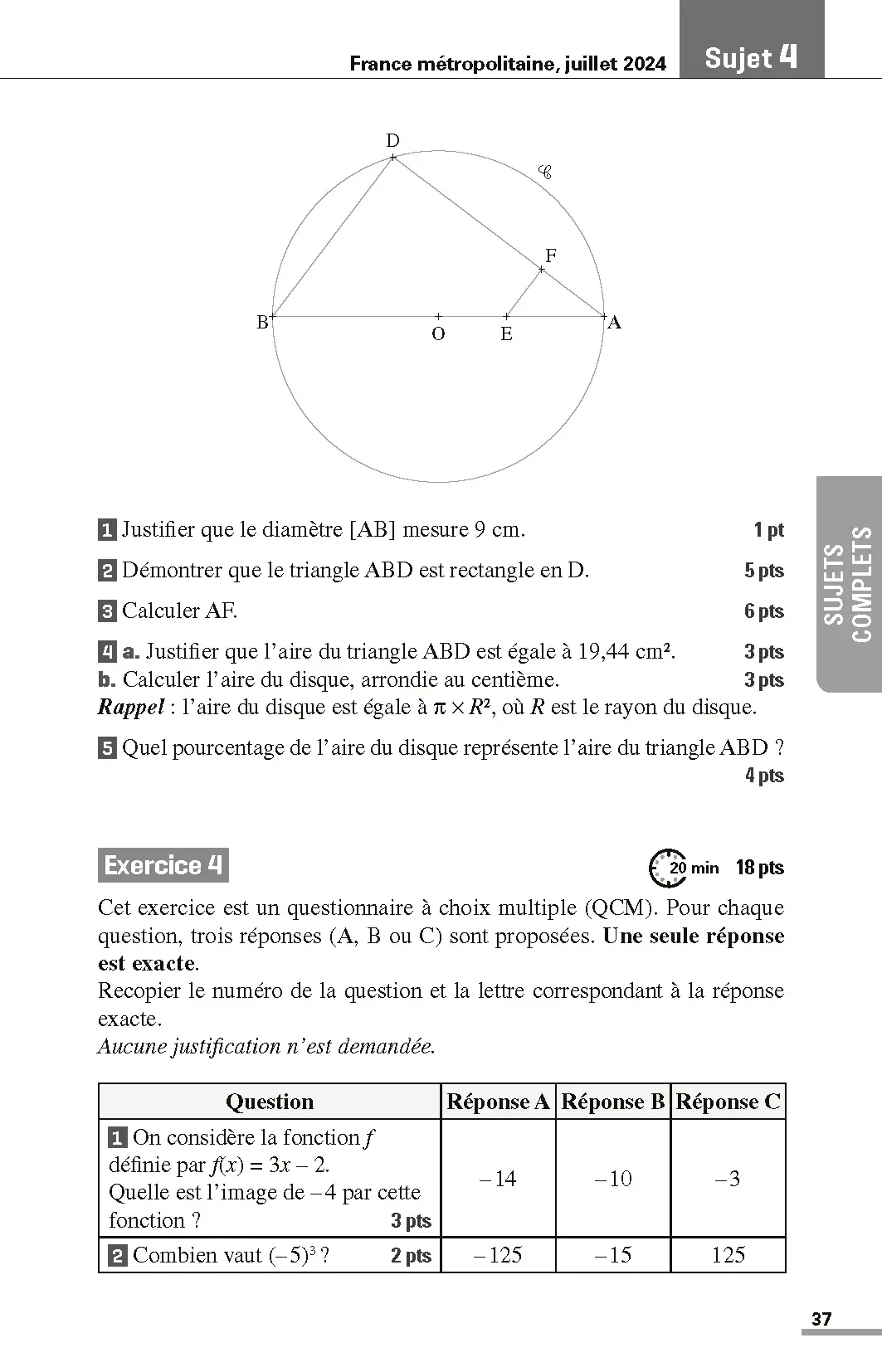 Annales ABC du Brevet 2026 - Maths 3e - Sujets non corrigés + fiches de révisions - Livre parascolaire - 9782095050214 - page intérieure 005