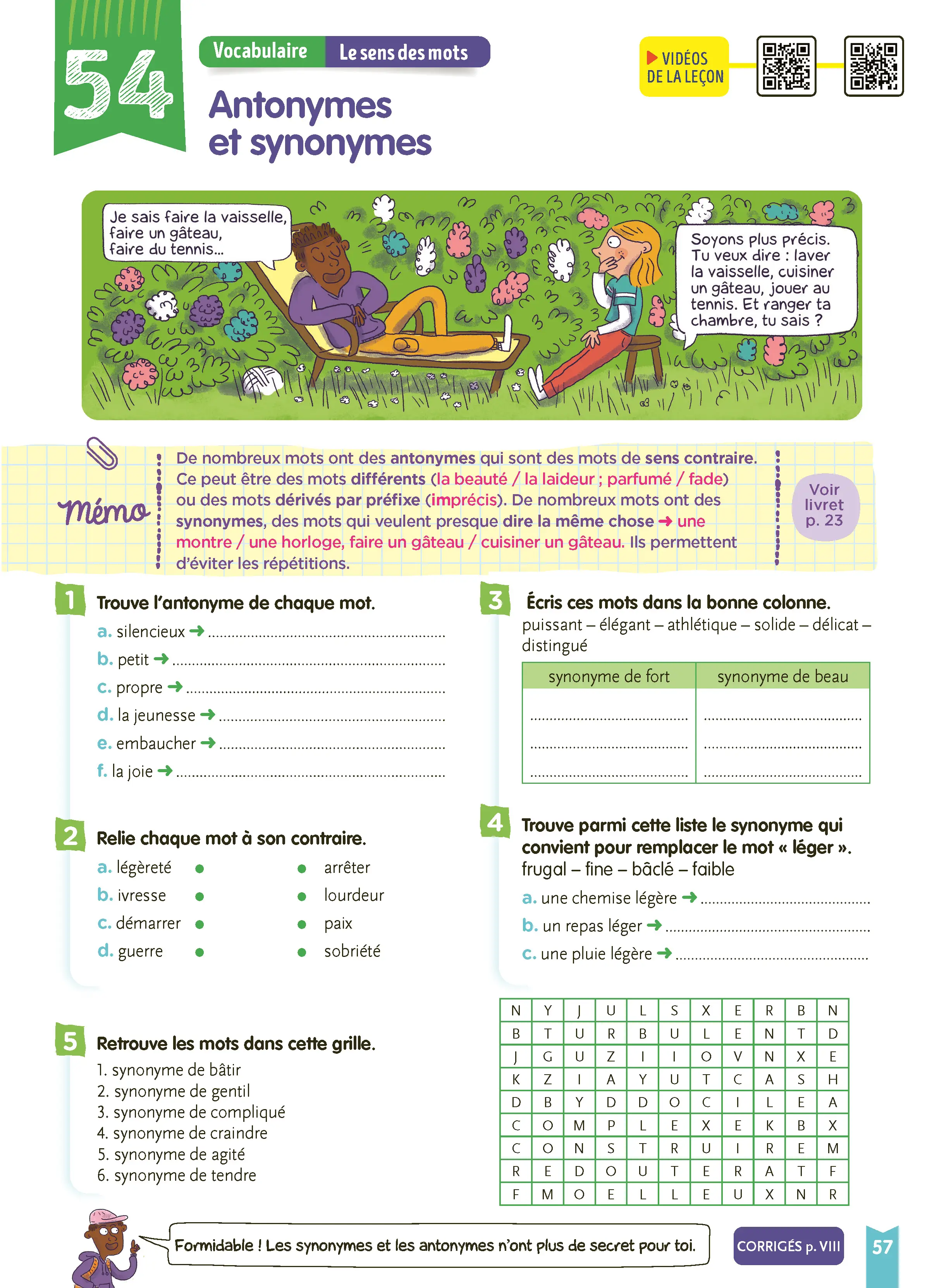 Français CM2 : Je comprends tout | Cahier d'entraînement 10-11 ans : 300 exercices, leçons illustrées, vidéos, mémos, corrigés | Nouveau programme - Livre de cours, méthode et exercices - 9782095057404 - page intérieure 005