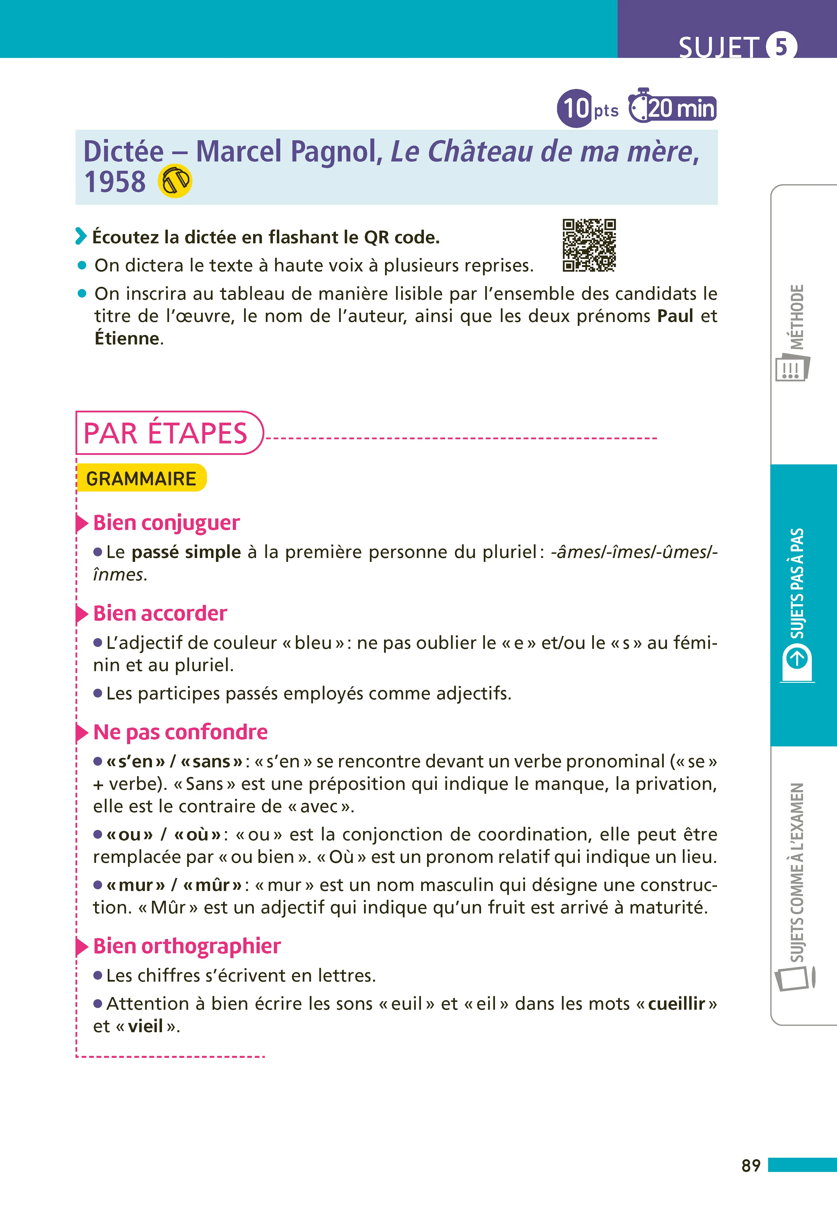 Annales ABC du Brevet 2027 - Français 3e - 24 sujets expliqués, fiches de grammaire, dictées audio, oral et sujets corrigés - Annales - 9782095064990 - page intérieure 005