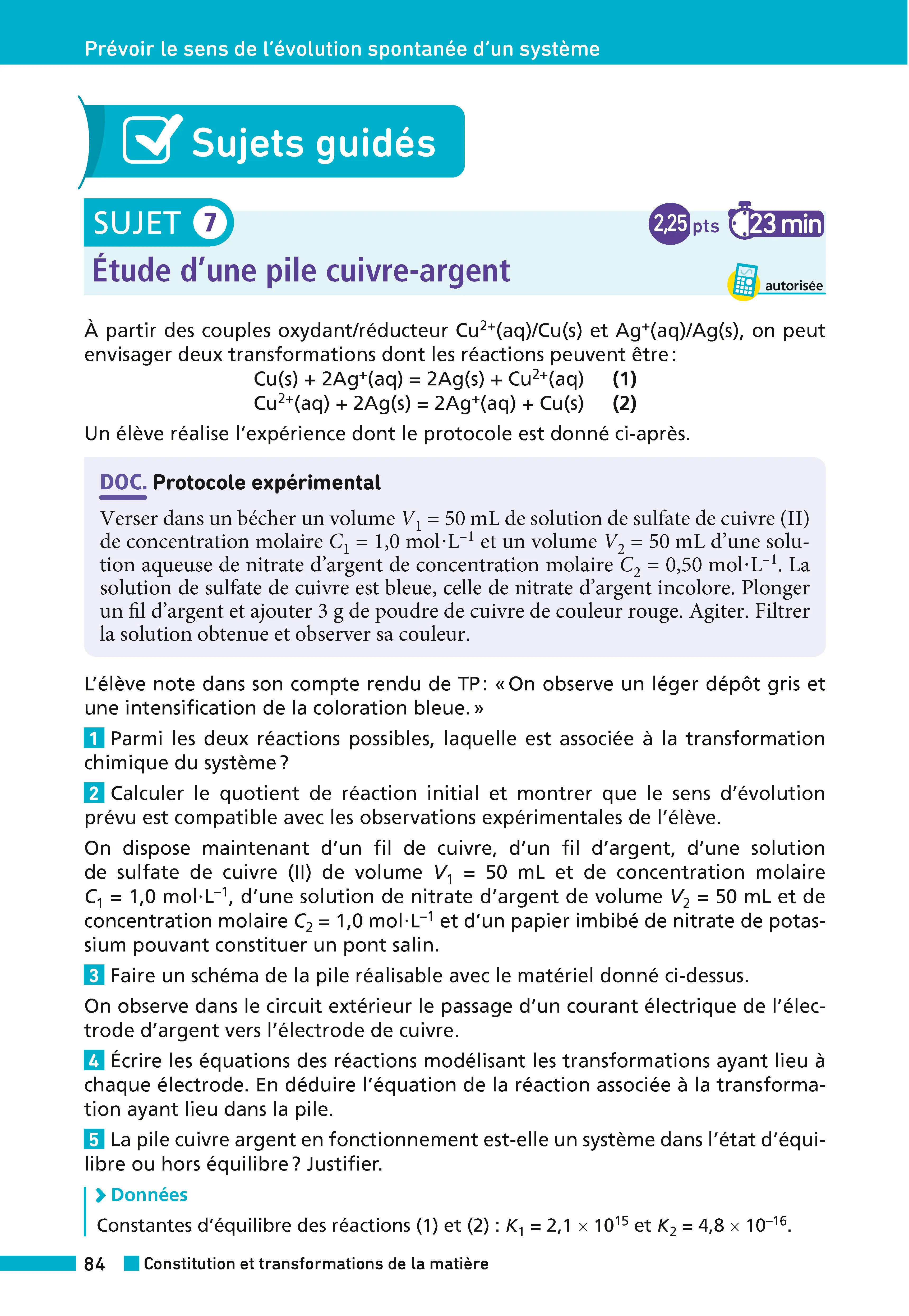 Annales ABC du BAC 2027 - Physique-Chimie Spécialité Terminale Générale - 42 sujets corrigés, méthode, révisions, exercices et préparation à l'épreuve finale et au Grand Oral  - Annales - 9782095065034 - page intérieure 005