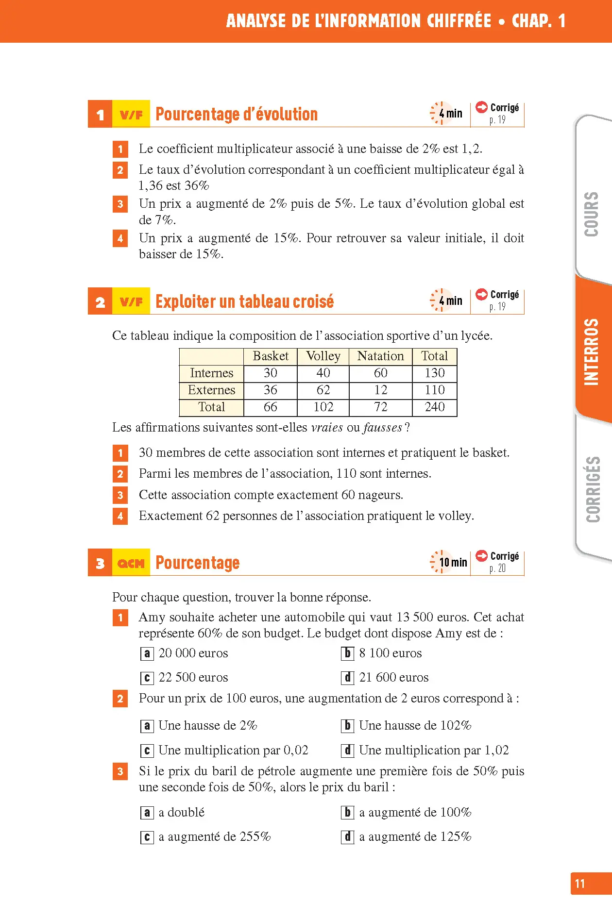 Maths Première - Tronc commun - Bac 2027 - Interros des lycées 1re - Les vrais exos du BAC - + de 100 exercices avec corrigés détaillés  - Livre de cours, méthode et exercices - 9782095065386 - page intérieure 005