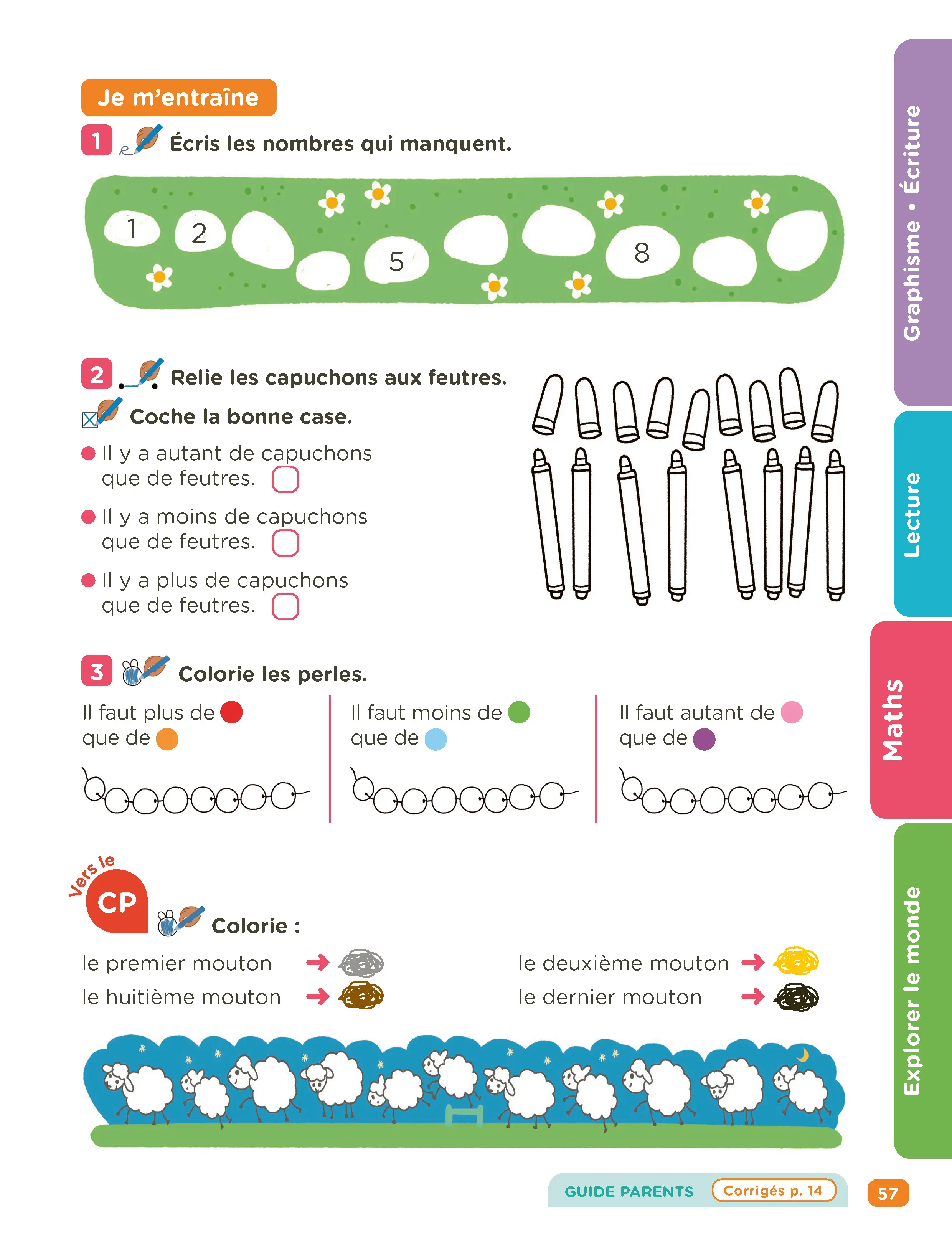 Je Comprends Tout Grande Section - Tout-en-un (cours + exercices) pour se préparer au CP - Maths, Lecture, Graphisme, Écriture - Méthode progressive avec guide parents - Tout-en-un - 9782095054205 - page intérieure 006