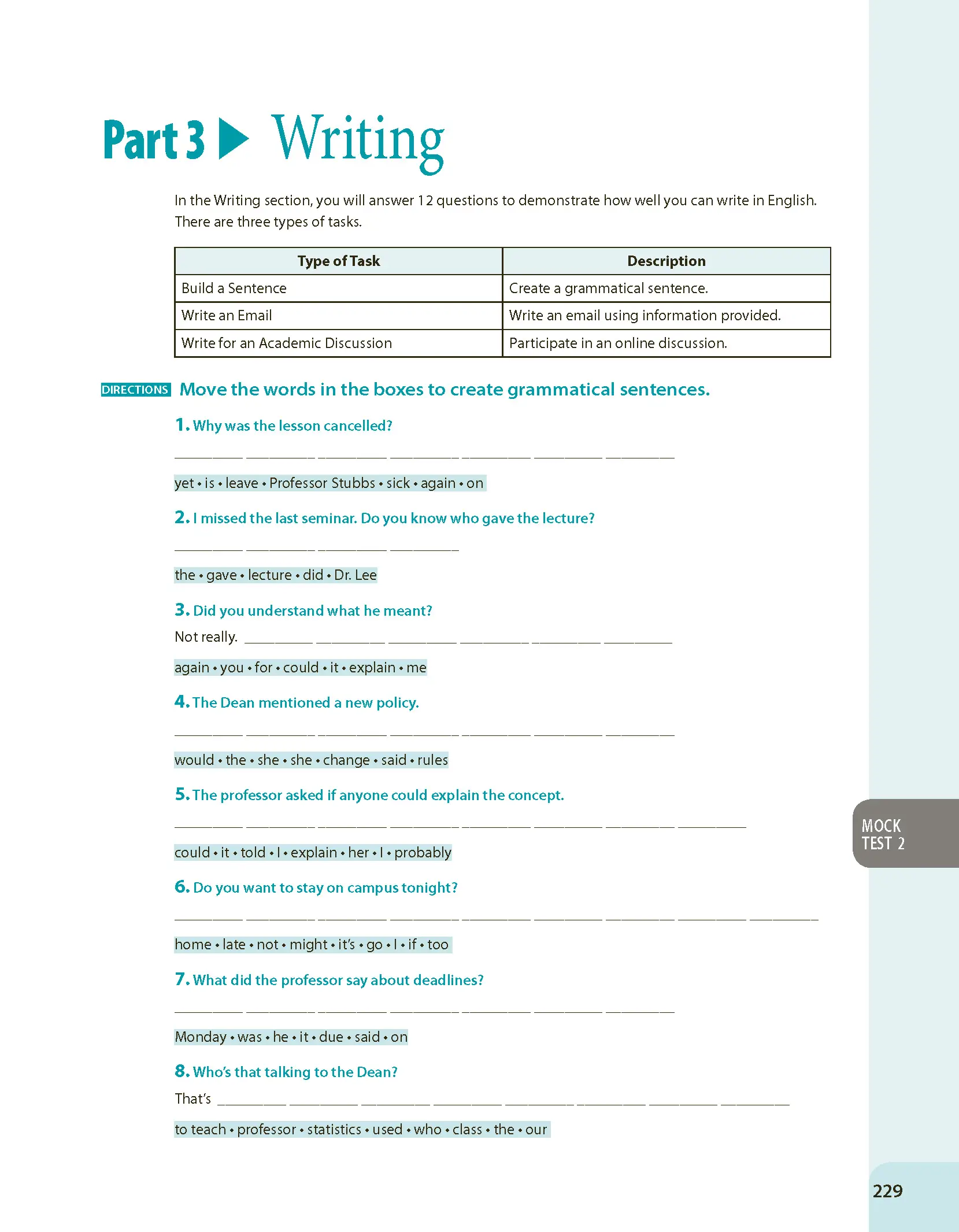 TOEFL IBT® 2026 - L'Intégrale Pour Tous - Préparation Complète Test Officiel - 2 Tests Blancs Corrigés + 3 Tests Fractionnés + Vocabulaire + Audio - Livre - 9782095062019 - page intérieure 006
