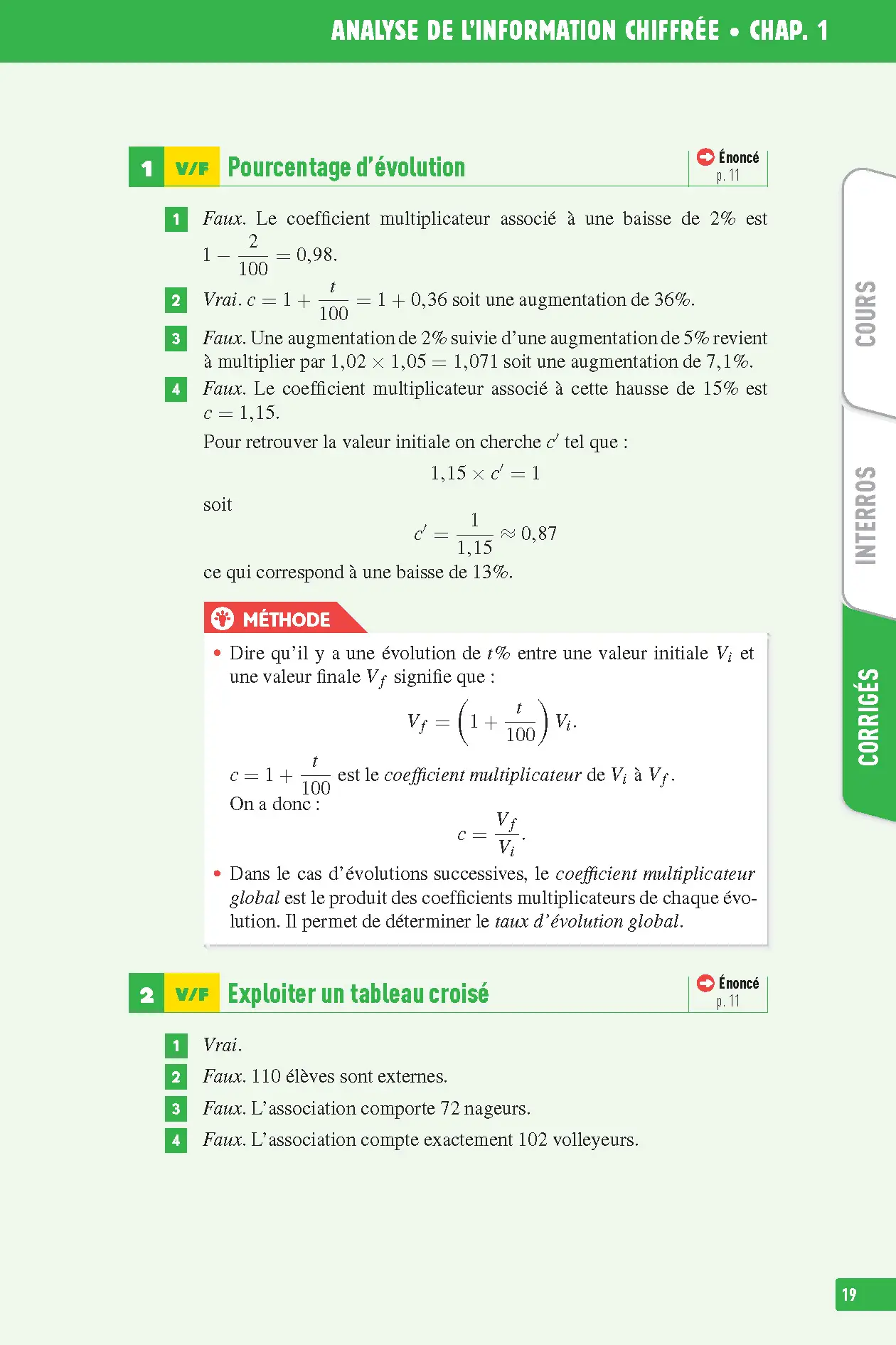 Maths Première - Tronc commun - Bac 2027 - Interros des lycées 1re - Les vrais exos du BAC - + de 100 exercices avec corrigés détaillés  - Livre de cours, méthode et exercices - 9782095065386 - page intérieure 006