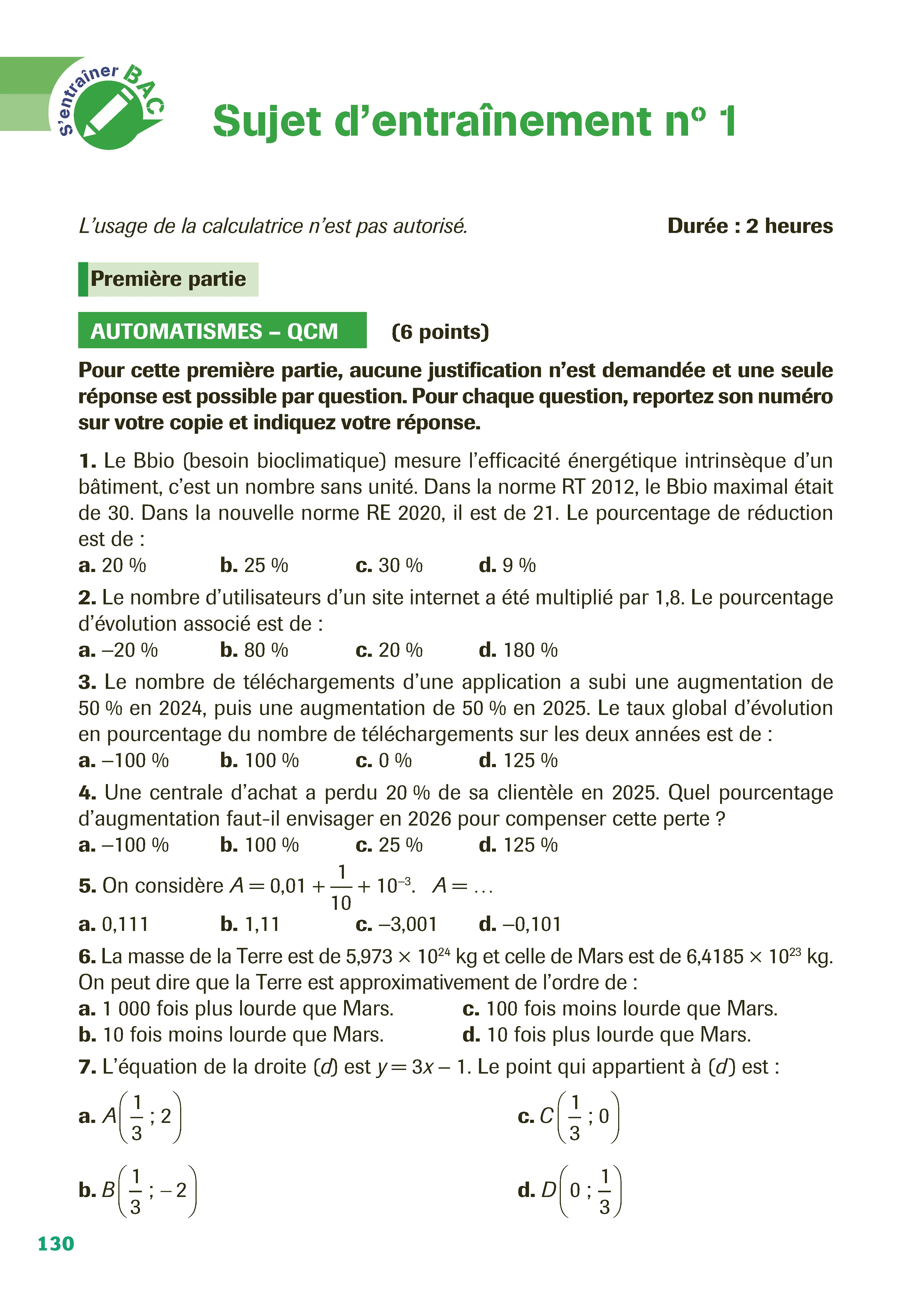 Bacs Techno 1re - Mathématiques - Epreuve anticipée Bac 2027 - Réflexe - STMG ST2S STI2D STL STHR - Livre de cours, méthode et exercices - 9782095080273 - page intérieure 006
