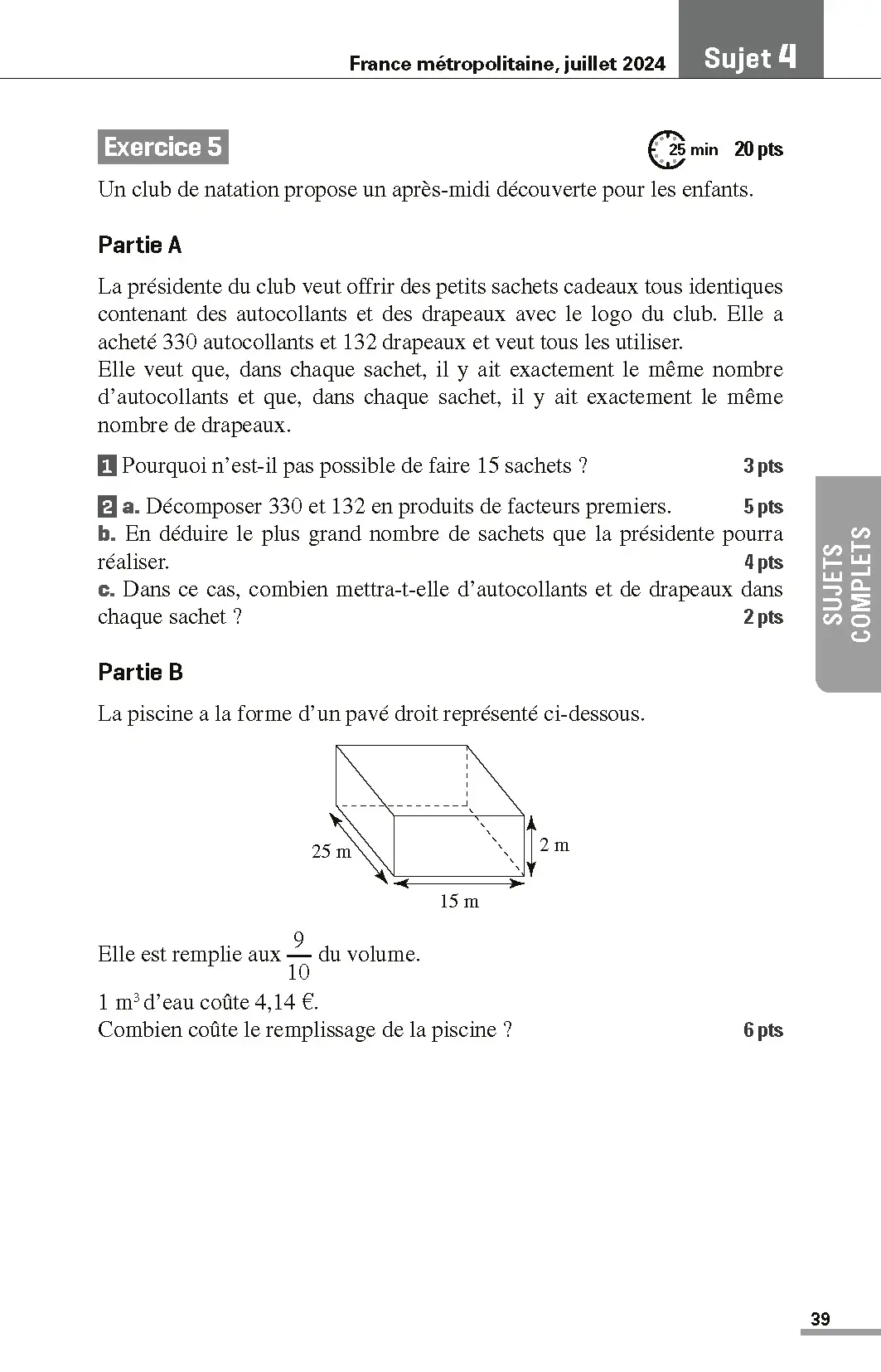 Annales ABC du Brevet 2026 - Maths 3e - Sujets non corrigés + fiches de révisions - Livre parascolaire - 9782095050214 - page intérieure 007