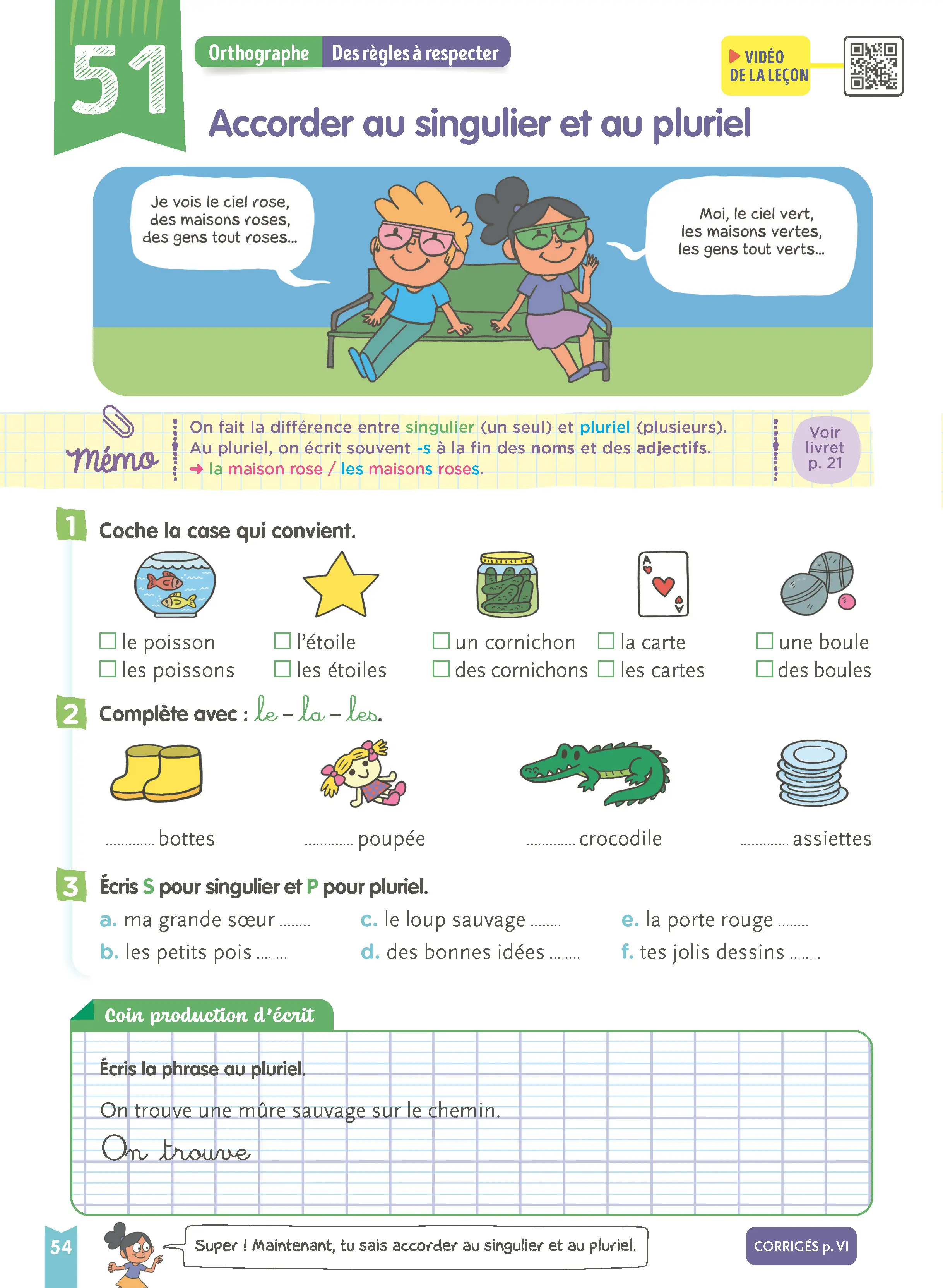 Je comprends tout - Français CP 6-7 ans - Cahier d'exercices complet avec 200 exercices, leçons en BD et vidéos - Tout-en-un - 9782095055226 - page intérieure 007