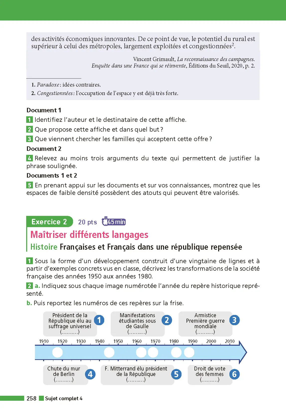 Annales ABC du Brevet 2026 - Histoire-Géographie-EMC 3e - Sujets et corrigés + fiches de révisions - Livre parascolaire - 9782095050238 - page intérieure 008