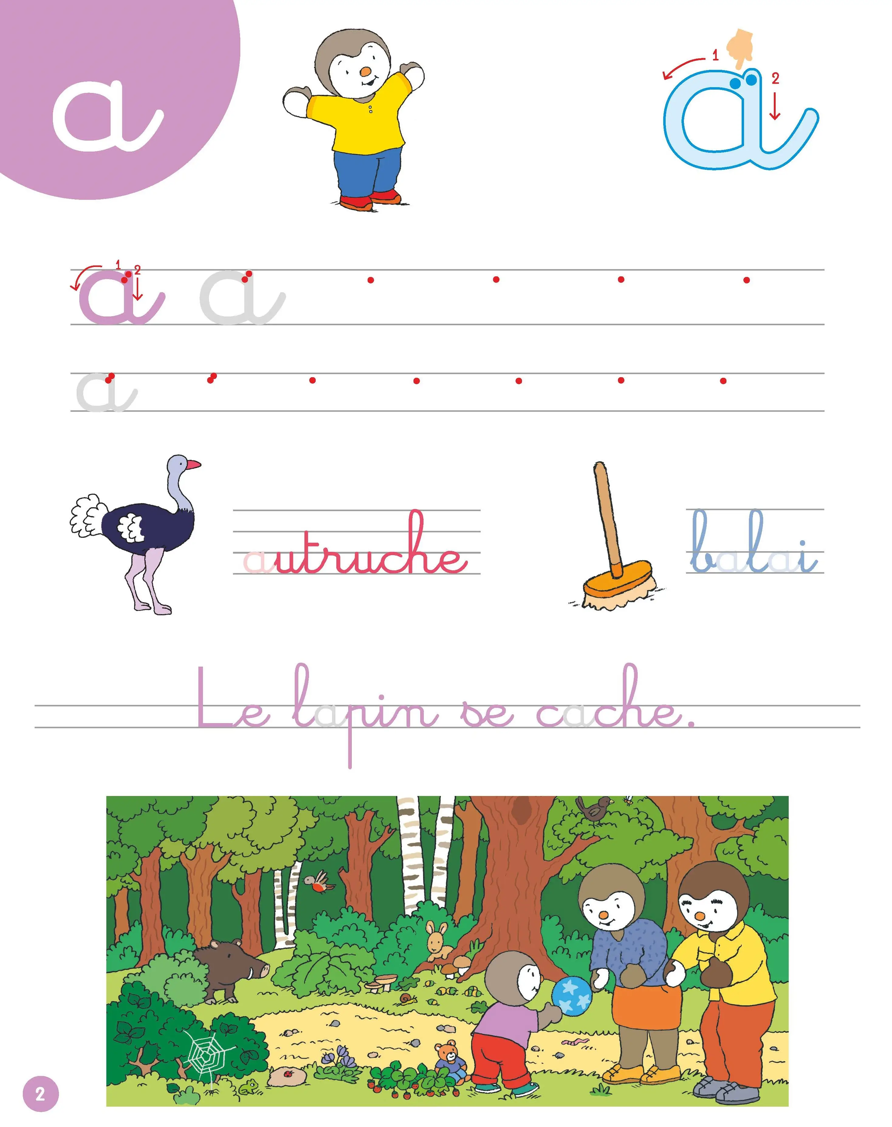 T'choupi mon cahier ardoise effaçable - Pour s'entraîner à tracer les lettres minuscules, avec des modèles fléchés et des mots à compléter - Dès 5 ans  - Cahier d'exercices - 9782091934891 - page-interieure 01