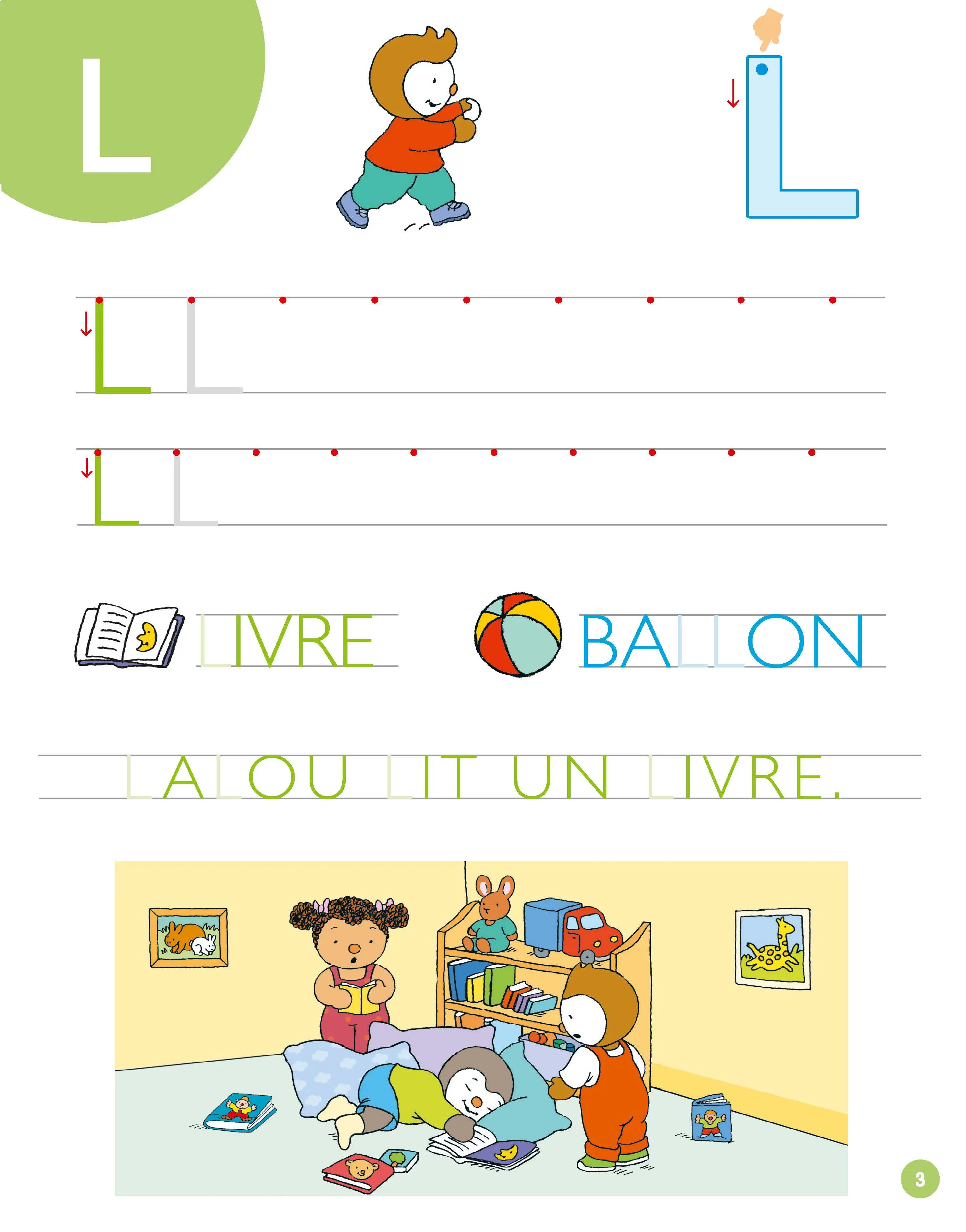 T'choupi mon cahier ardoise effaçable - Pour s'entraîner à tracer les lettres majuscules, avec des modèles fléchés et des mots à compléter - Dès 4 ans - Cahier d'exercices - 9782091934914 - page-interieure 01