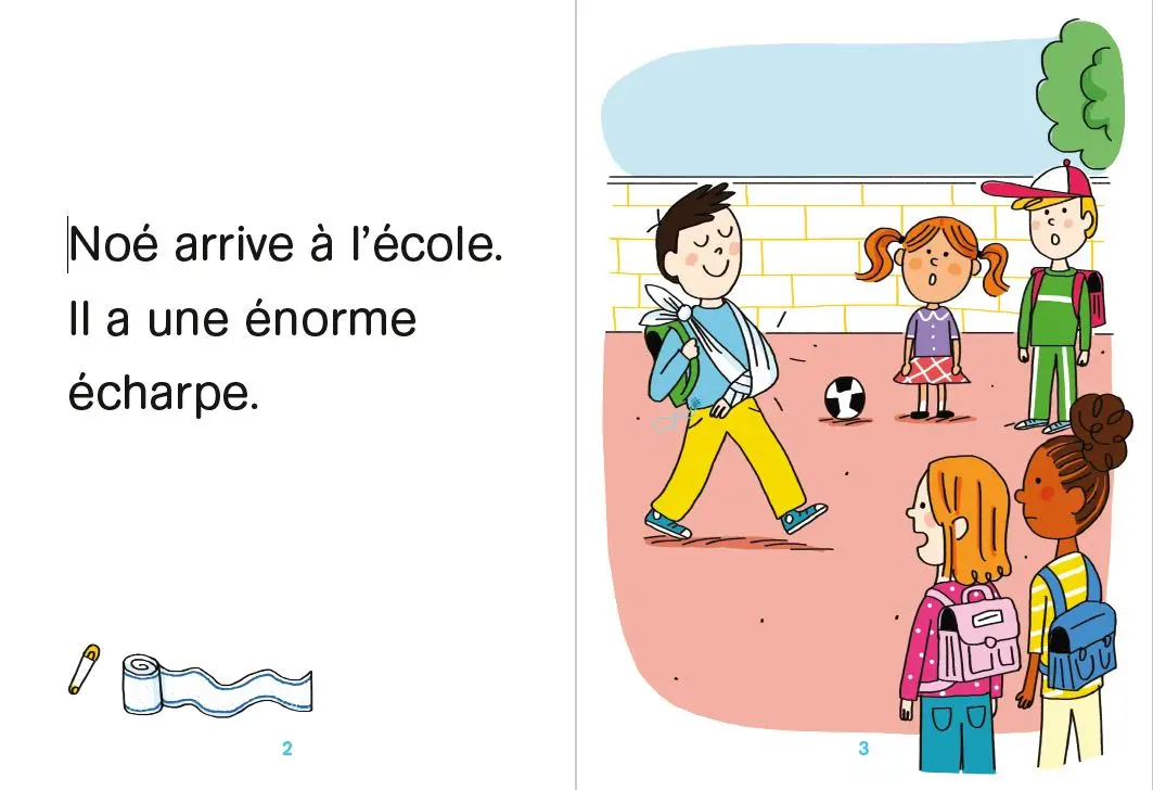 Regarde, je lis avec Noé et Mila - lecture CP - Niveau 1 - La blessure de Noé - Roman - 9782091935003 - page-interieure 01