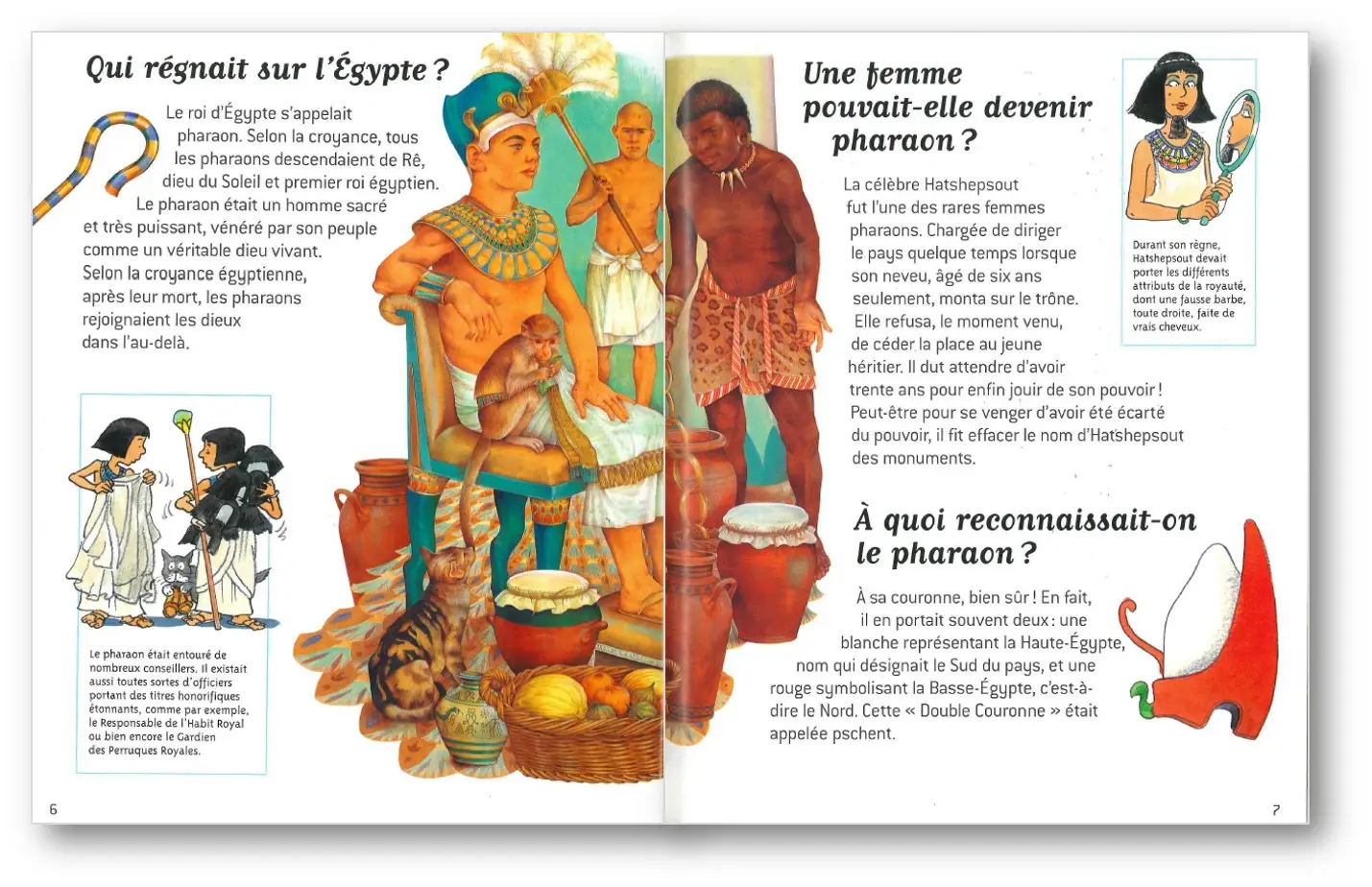 L'Egypte des pharaons - Questions/Réponses - Pour décrypter  les mystères de l'Egypte ancienne dès 7 ans - Livre documentaire - 9782092497623 - page-interieure 01