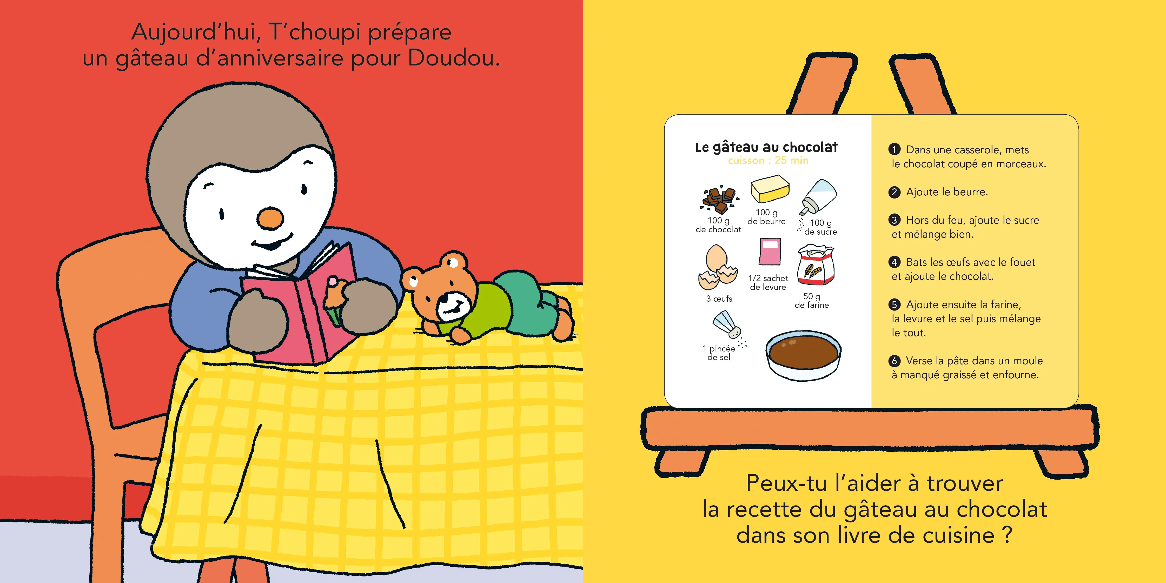 T'choupi cuisine comme un grand - histoire animée - dès 2 ans  - Livre d'éveil - 9782092594148 - page intérieure 01