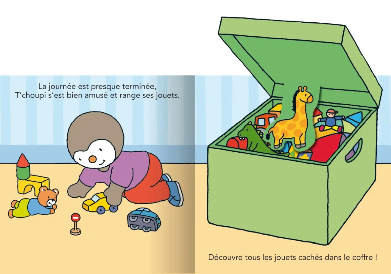T'choupi va au lit comme un grand - Histoire animée - Dès 2 ans - Livre d'éveil - 9782092595558 - page intérieure 01