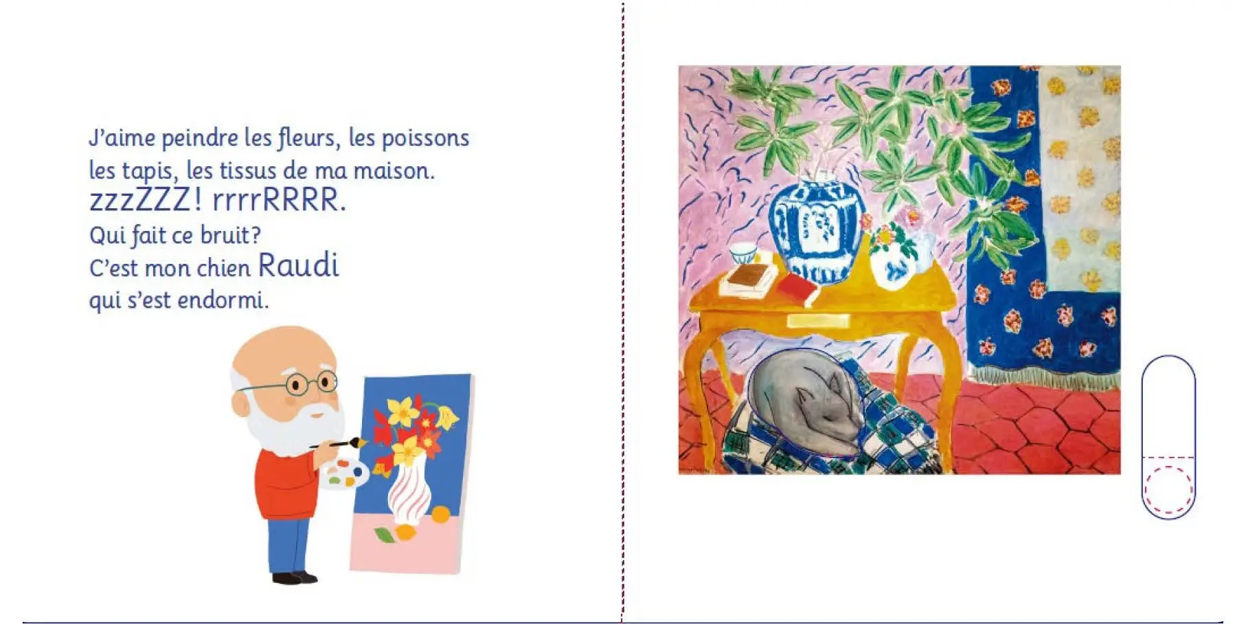 Petit Matisse - Tralal'art - 5 animations ludiques pour découvrir l'un des peintres les plus connus - Dès 12 mois - Livre d'éveil - 9782095014544 - page-interieure 01