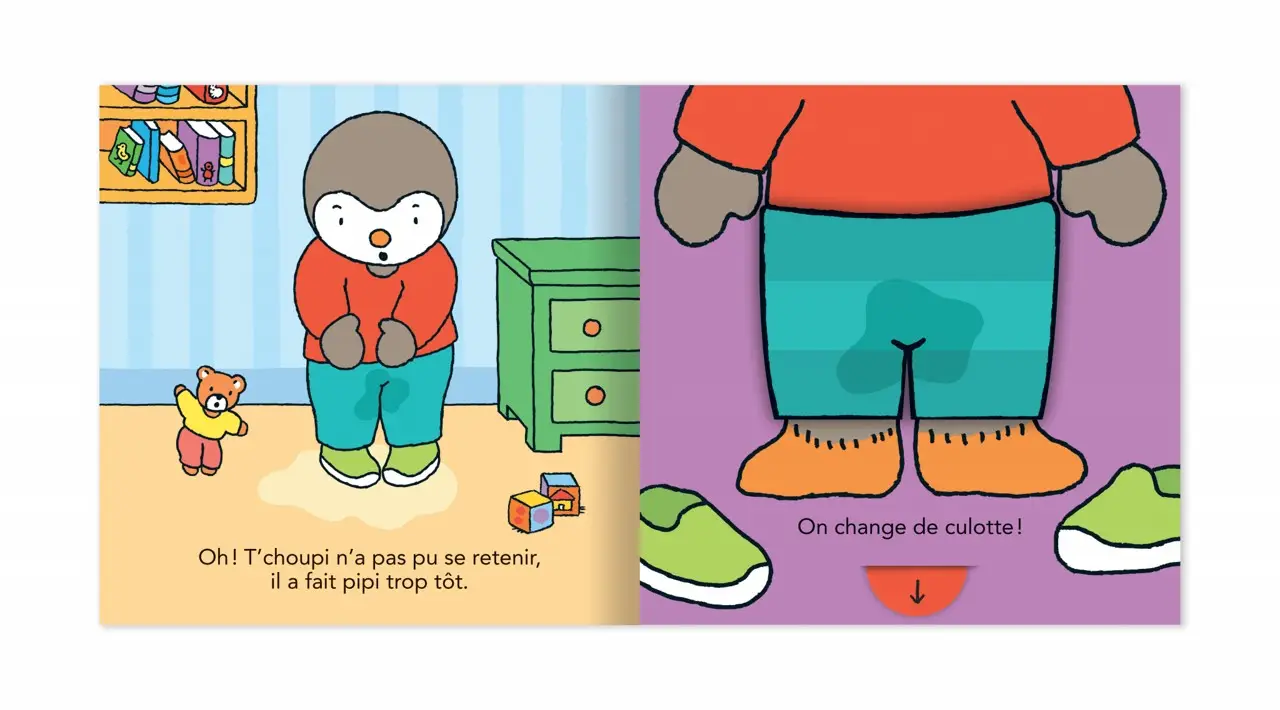 T'choupi va sur le pot comme un grand - Version animée - Dès 2 ans - Livre d'éveil - 9782095014674 - page-interieure 01