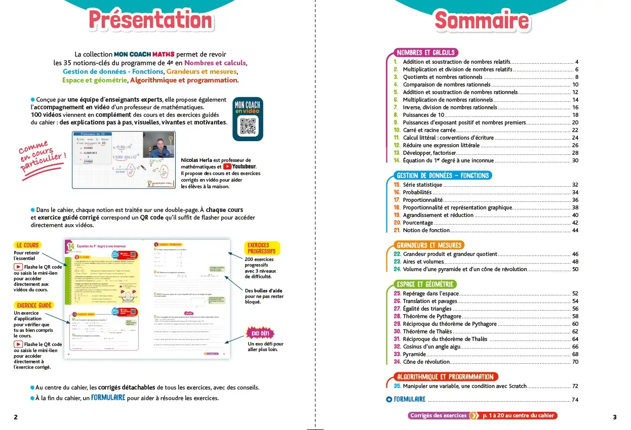 Mon coach Maths 4e avec Nicolas Herla - Livre de cours, méthode et exercices - 9782095022181 - page-interieure 01