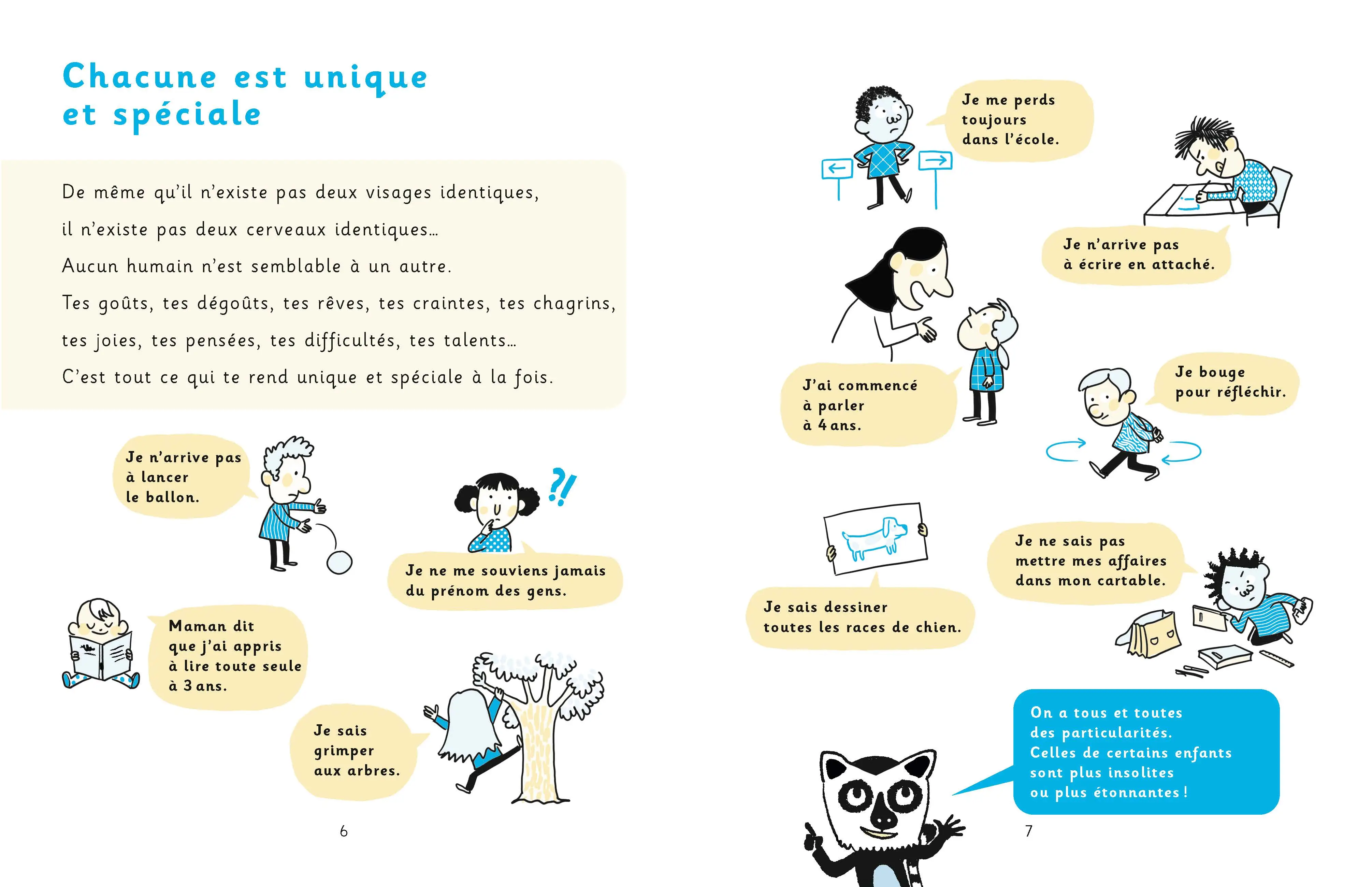 Pareils pas pareils - DYS, TDAH, autistes...Comment fonctionnent nos cerveaux ? Tout comprendre pour mieux vivre ensemble !  Guide pratique 6 ans et + - Livre documentaire - 9782095022396 - page-interieure 01