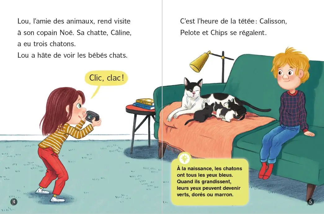 Les docs de Lou : tout sur les chats ! - Lune bleue - Dès 6 ans - Roman - 9782095036546 - page-interieure 01