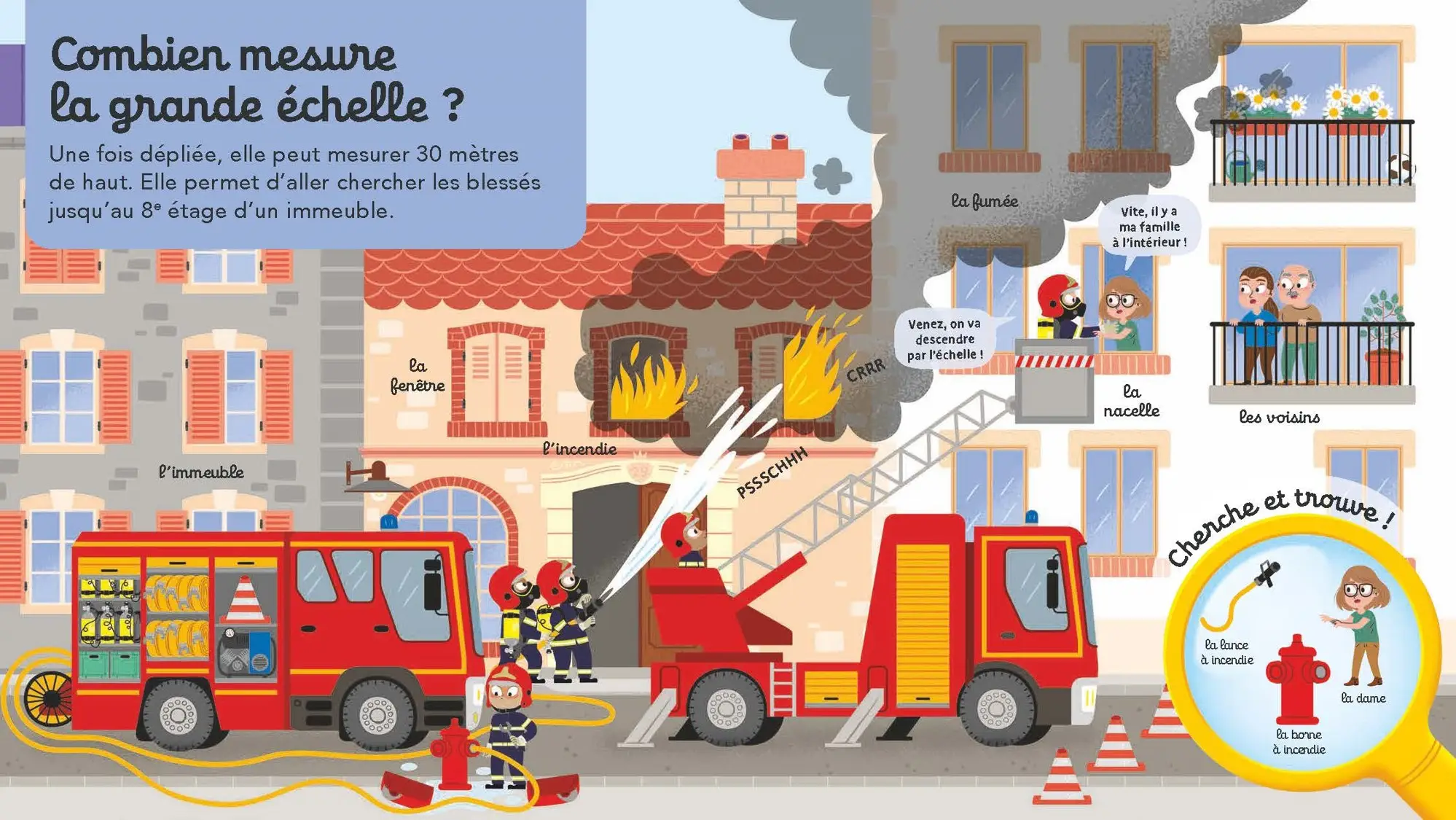 Questions/Réponses : Les pompiers - 7 questions illustrées pour découvrir le rôle des pompiers - dès 2 ans - Livre documentaire - 9782095041472 - page-interieure 01