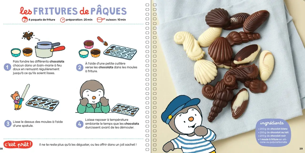 Livre de cuisine T'choupi - Tout choco ! - 20 recettes super faciles 100% chocolat - dès 2 ans - Livre - 9782095042684 - page-interieure 01